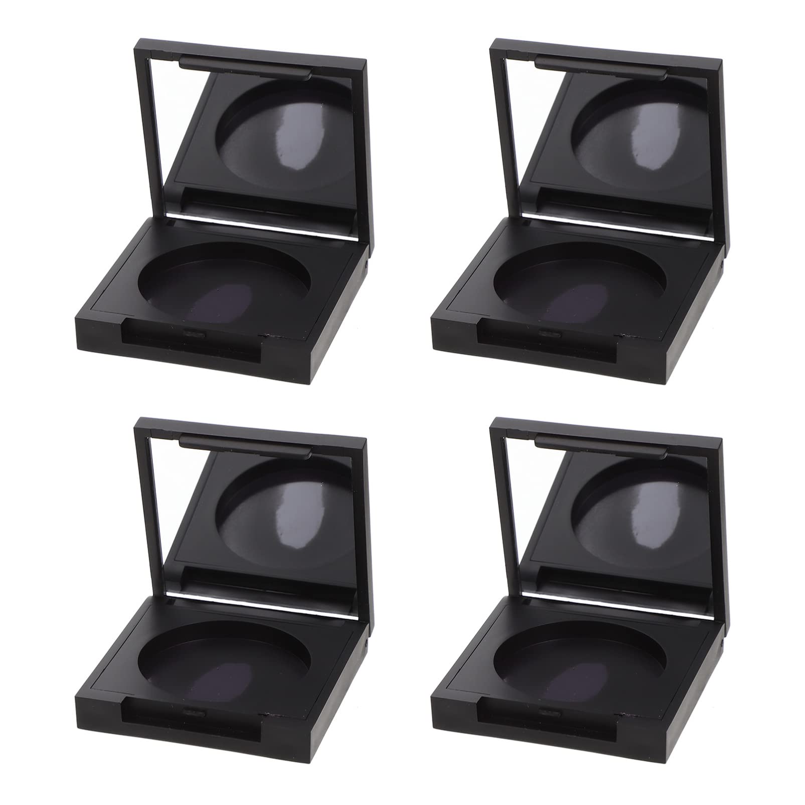 Healifty 4pcs Empty Eyeshadow Palette - 36.5mm Black Matte Makeup Powder Case with Lipstick Holder & Sample Vials | Professional Makeup Organizer for Women & Girls | Perfect for Travel, Salon, and Home Makeup Storage