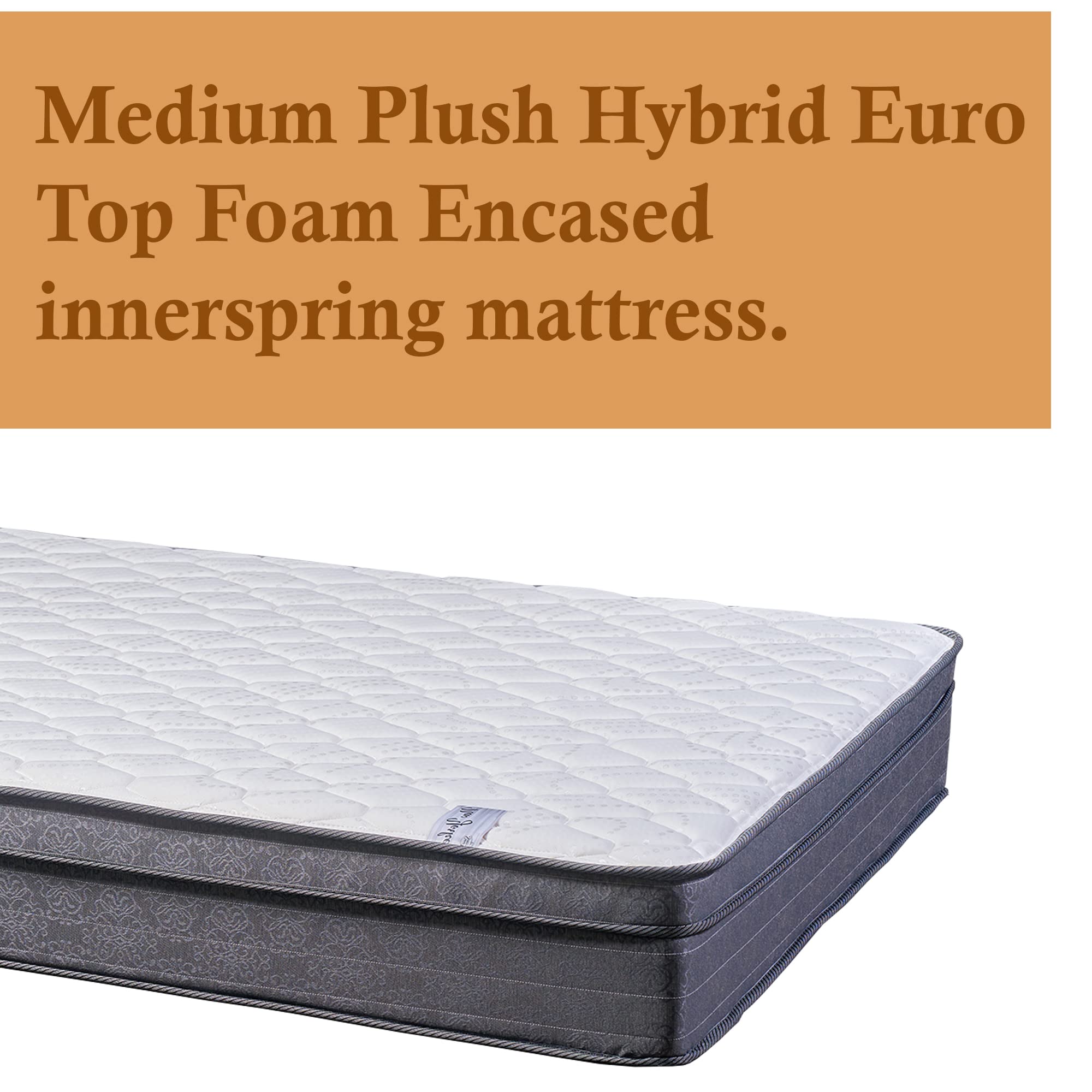10-Inch Medium Firm Hybrid Mattress with Foam Encased Euro Top & Pillow Top - Fully Assembled Innerspring for Back Support - Full XL Size - Perfect for Guest Rooms, Dorms & Apartments