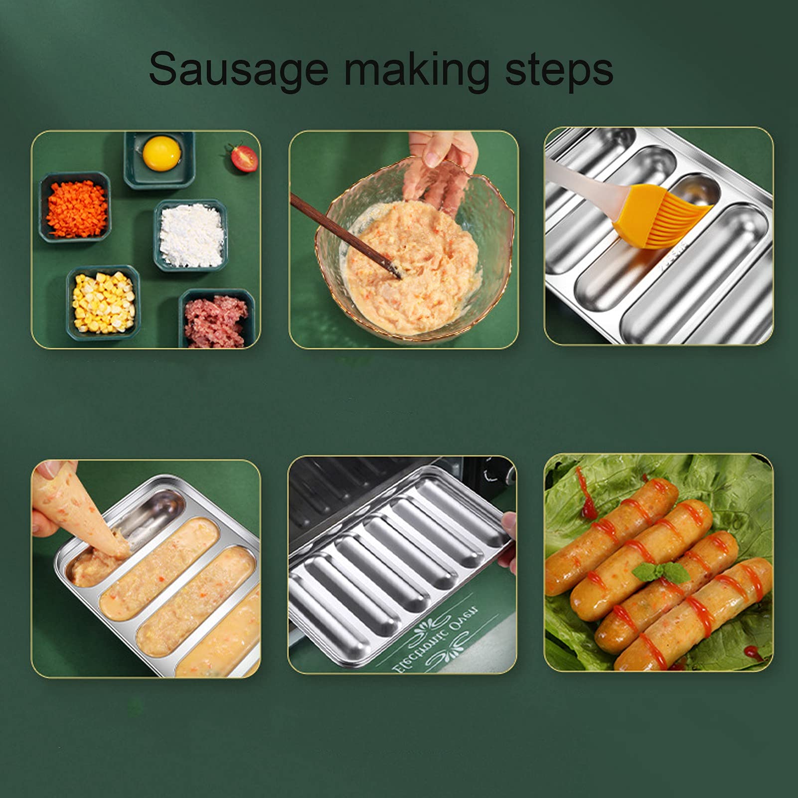 Pilipane 6-Cavity Stainless Steel Sausage Mold for Homemade Hot Dogs & Sausages - Non Stick, Oven & Steamer Safe - Perfect for DIY Sausage Making at Home, BBQ Parties, and Meal Prep