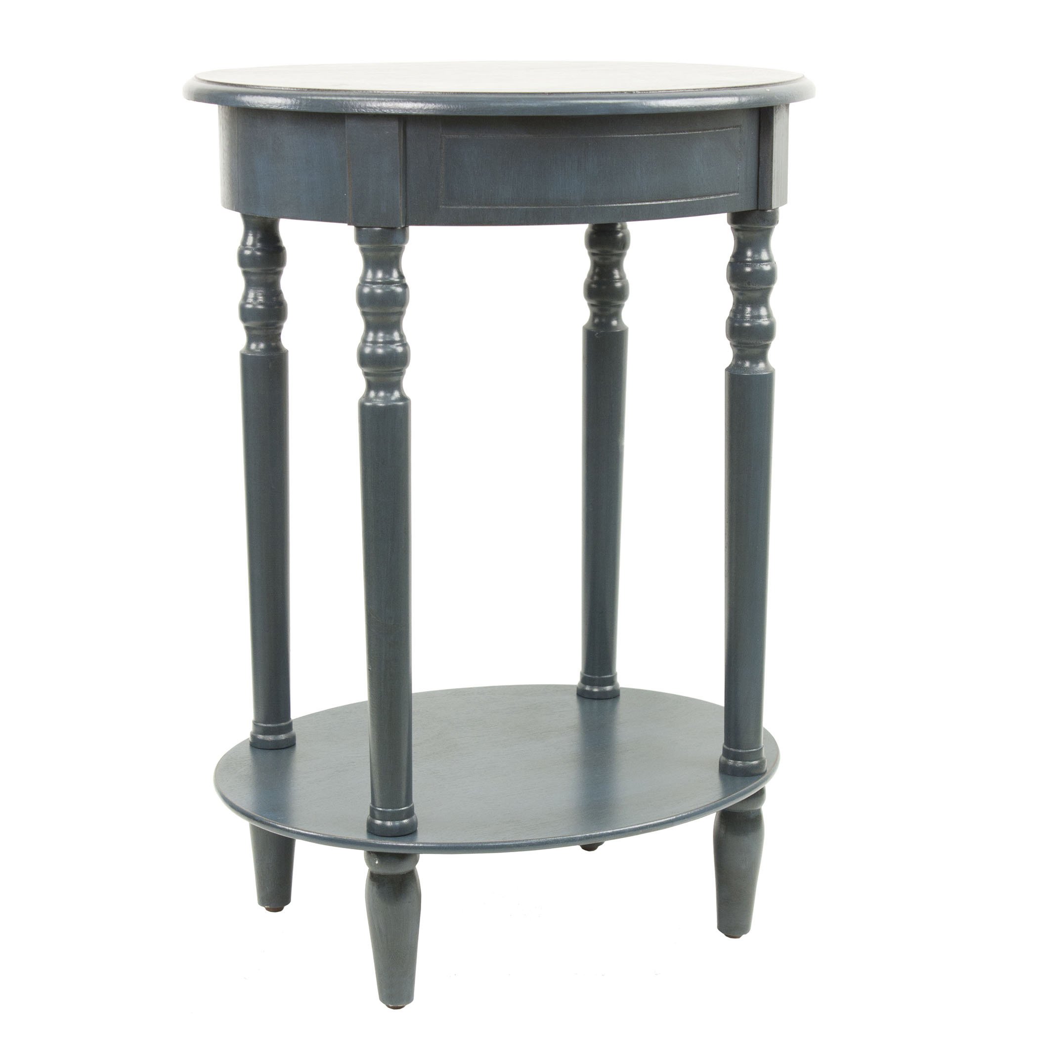 Decor Therapy Oval Accent Table - Antique Navy, 18x22 Inches for Living Room Decor