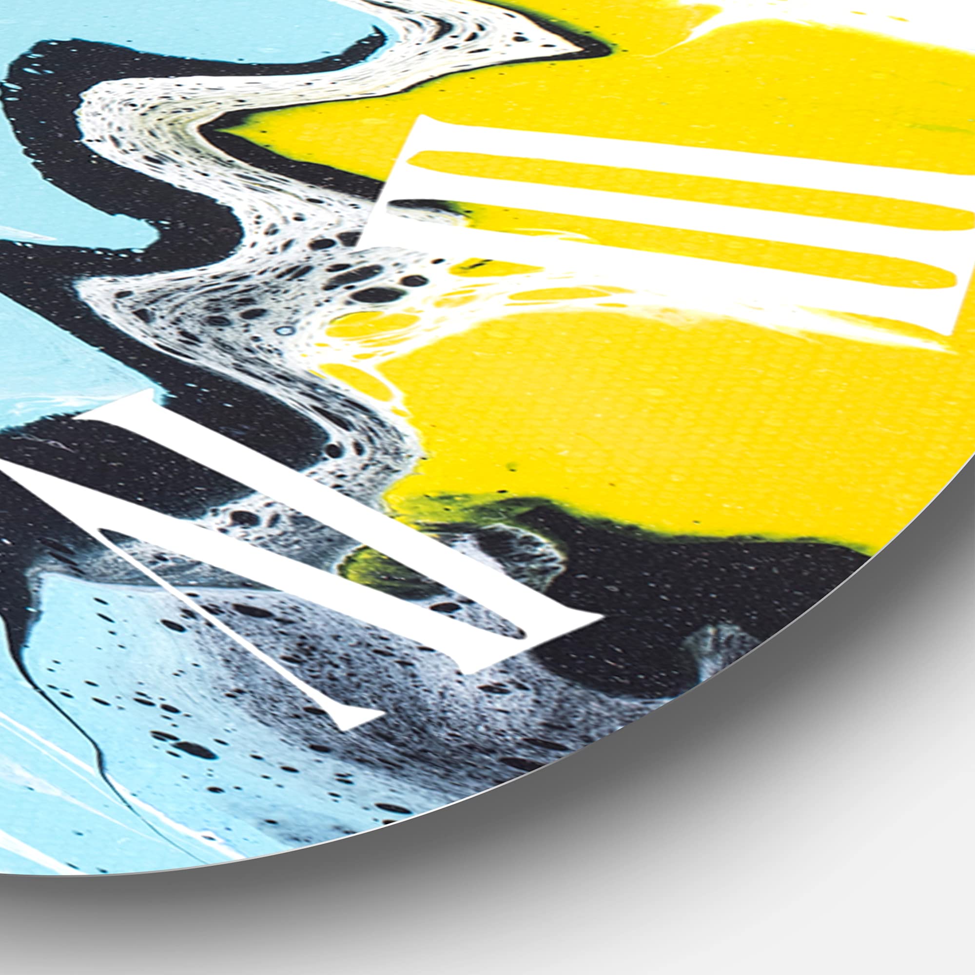 Abstract Yellow and Blue Waves Modern Wall Clock - Large Fractal Design for Bedroom, Living Room & Office Decor - Silent Non-Ticking Battery Operated