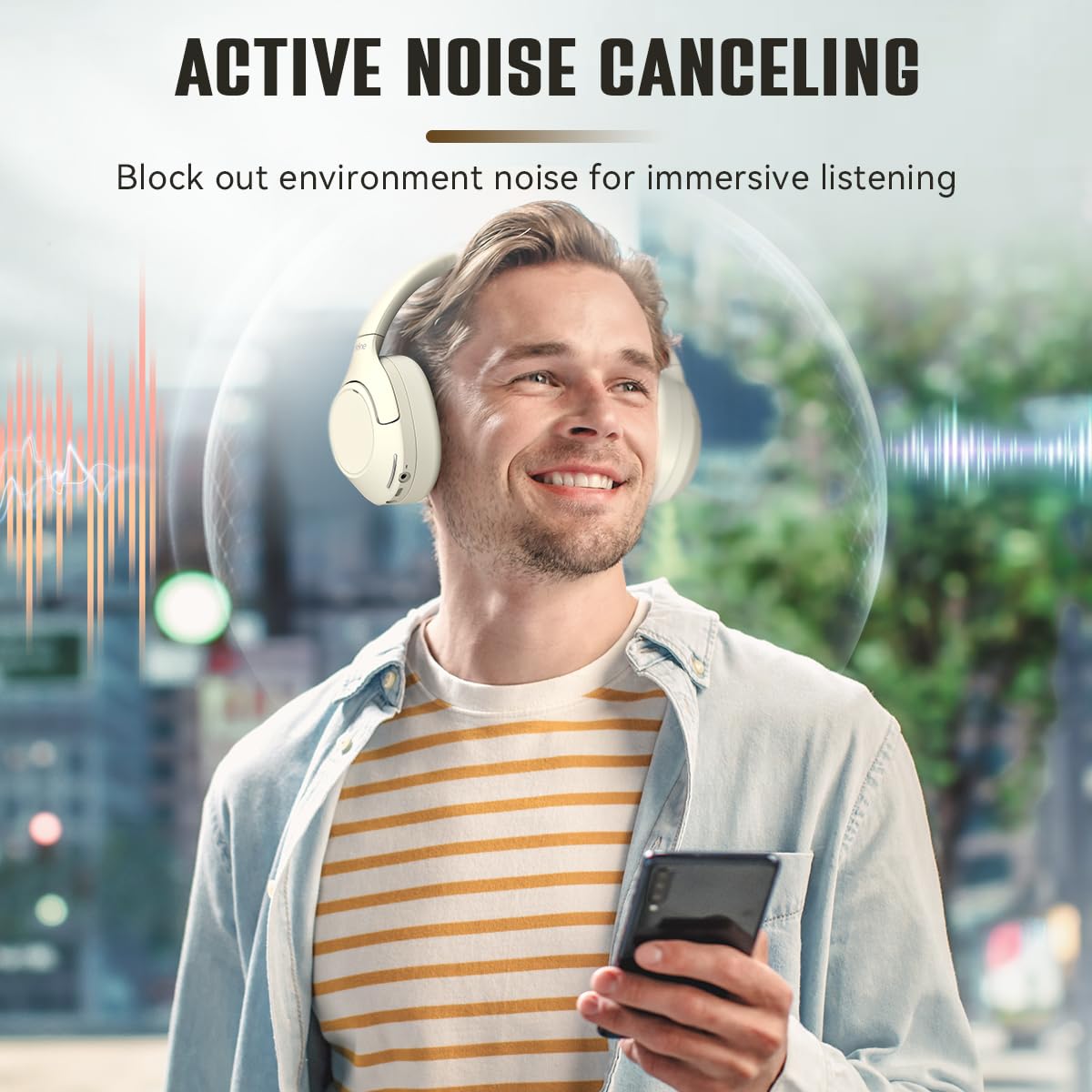 FIFINE Bluetooth Wireless Over-Ear Headphones with 65H Battery Life, Touch Control & Noise Cancellation - Comfortable Soft Earpads for Music, Phone Calls, Home Office & Travel - X3 White