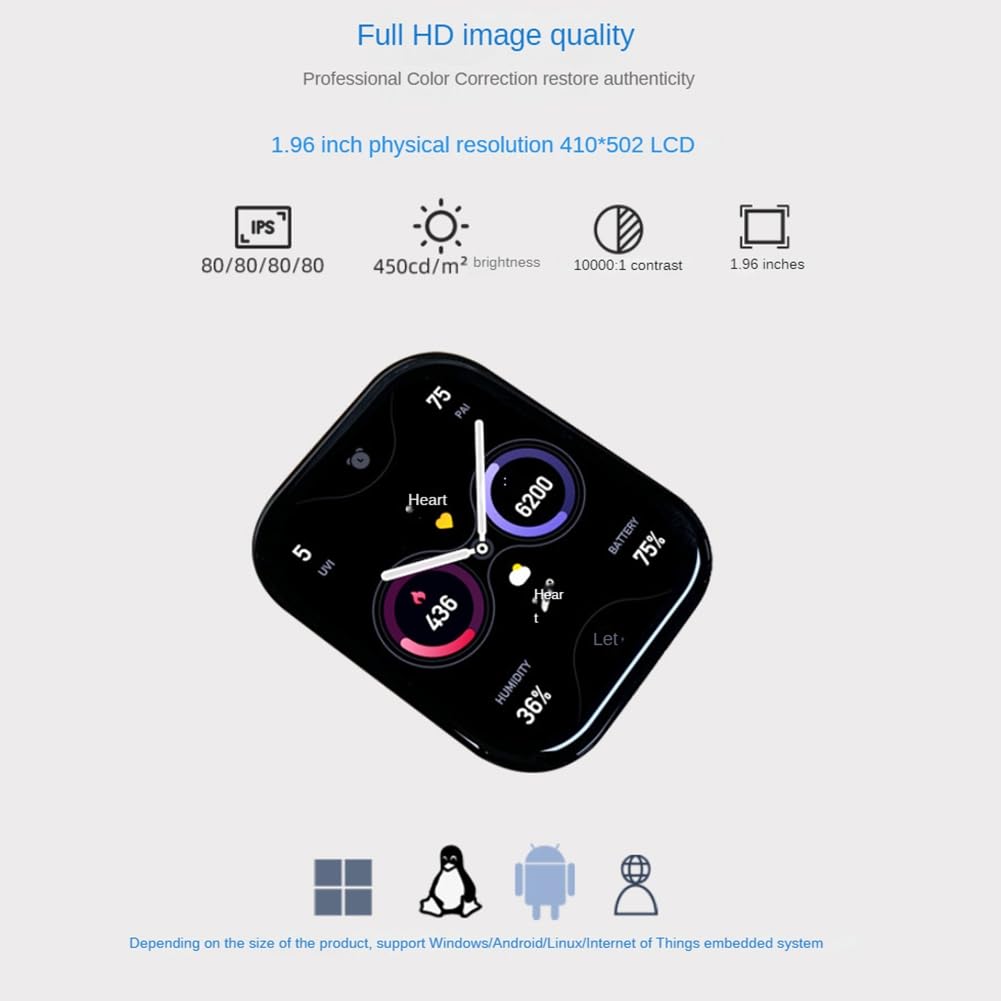 GKKICO 1.96 Inch AMOLED Display Screen - 410x502 Resolution QSPI Interface for Smart Watches & Wearable Devices | Easy Installation & Plug-and-Play | Perfect for Fitness Trackers, Smart Bands & IoT Gadgets