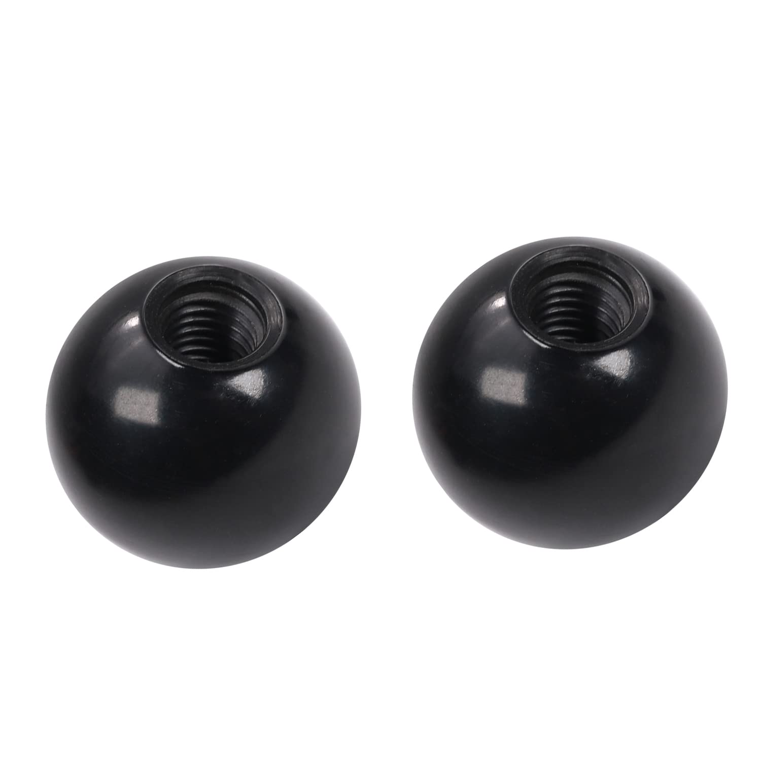 Bettomshin 2Pcs Black Bakelite Ball Knob - M10 Female Thread, 32mm Diameter Spherical Handle with Smooth Rim - No Twist Design for Lawn Mowers, Exercise Equipment & Industrial Machinery - Durable Thermoset Knob for Easy Grip and Control