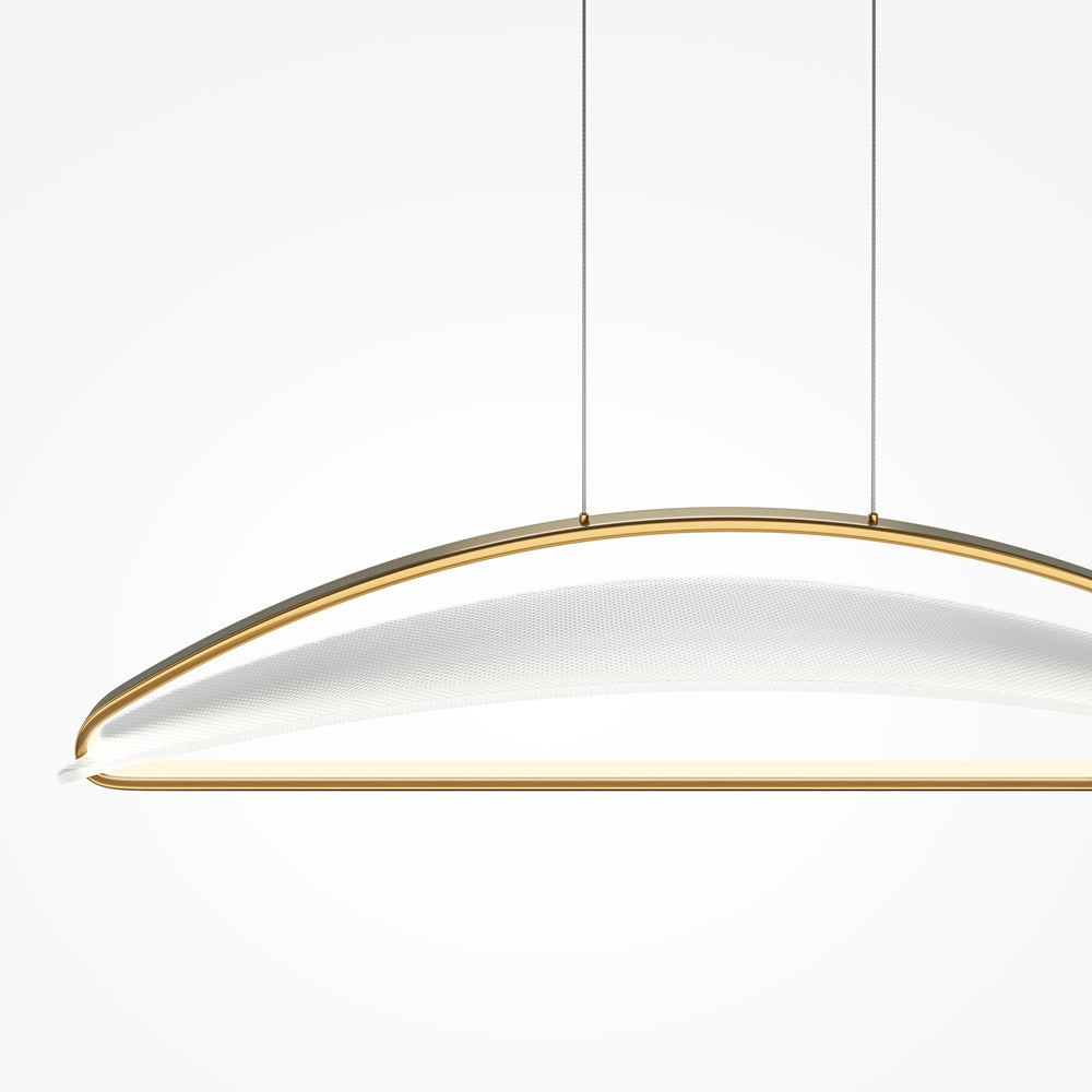 Modern Breeze LED Linear Pendant Light Fixture in Brass - Sleek Hanging Lighting for Kitchen Island, Dining Room & Office Spaces