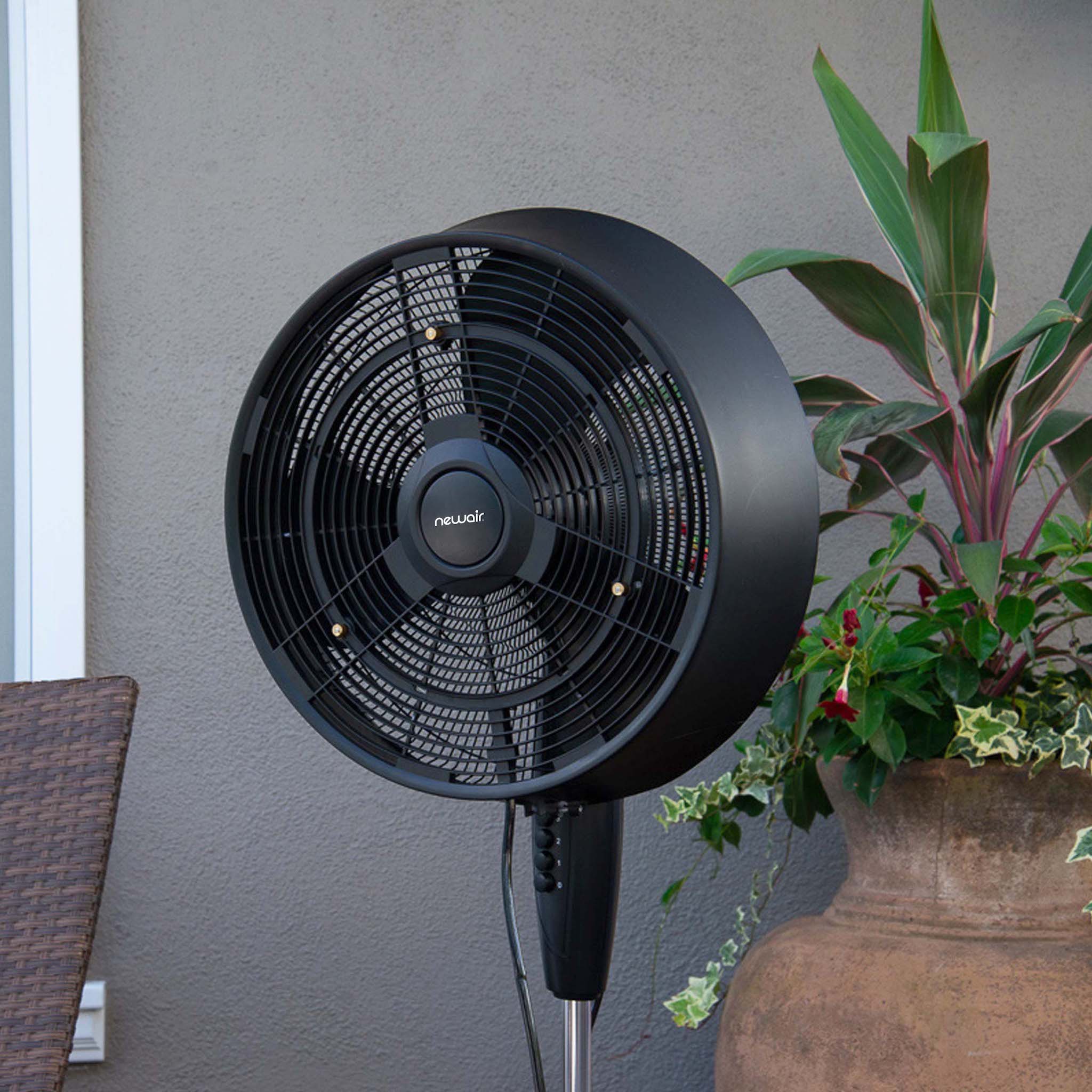 Newair® 1600 CFM High-Velocity Outdoor Misting Pedestal Fan - Perfect for Patio, Poolside & Backyard Cooling in Hot Weather