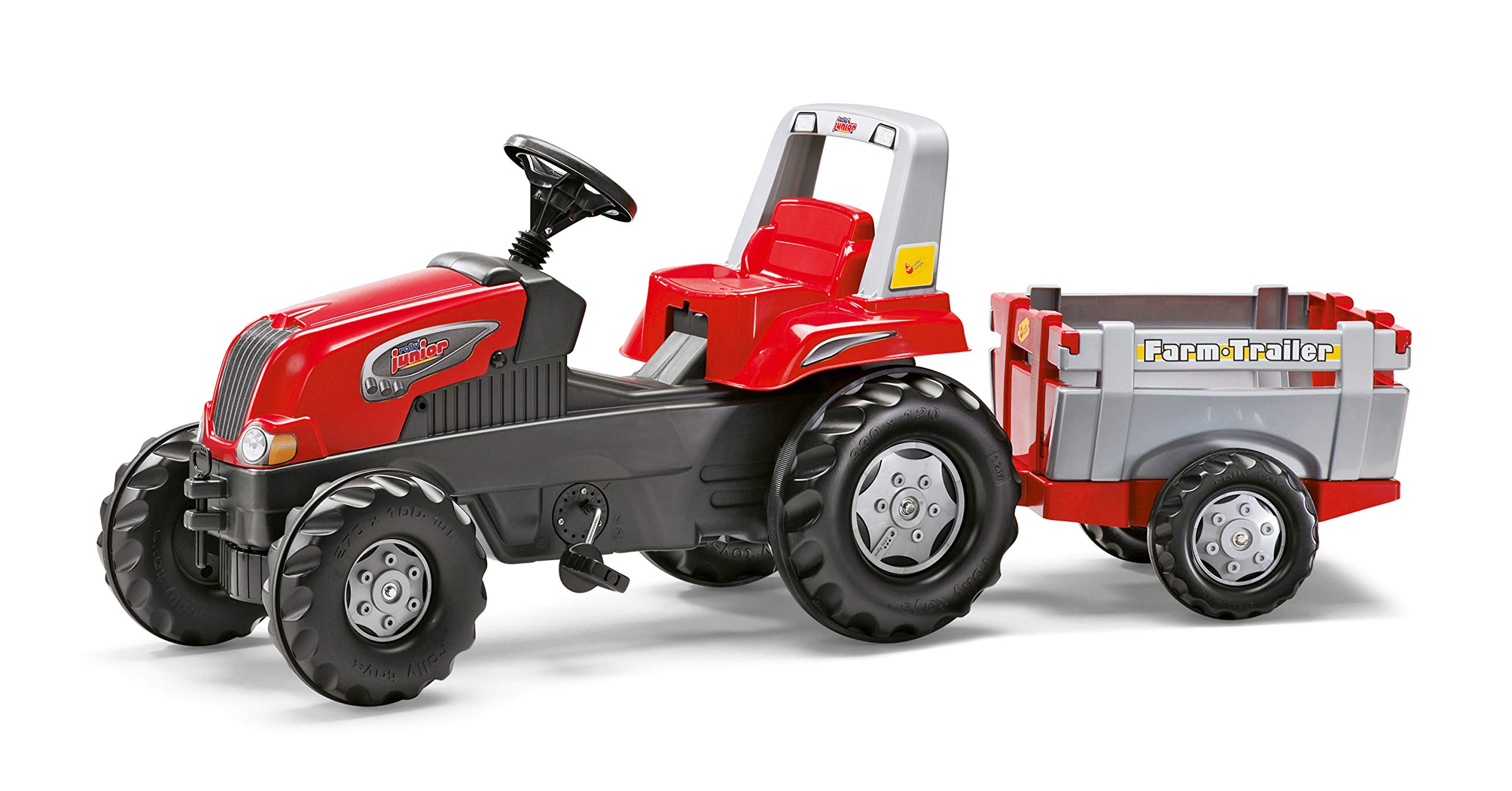 Rolly Toys Junior RT Pedal Tractor with Trailer (800261) - Kids Ride-On Toy for Outdoor Play & Farm-Themed Pretend Fun