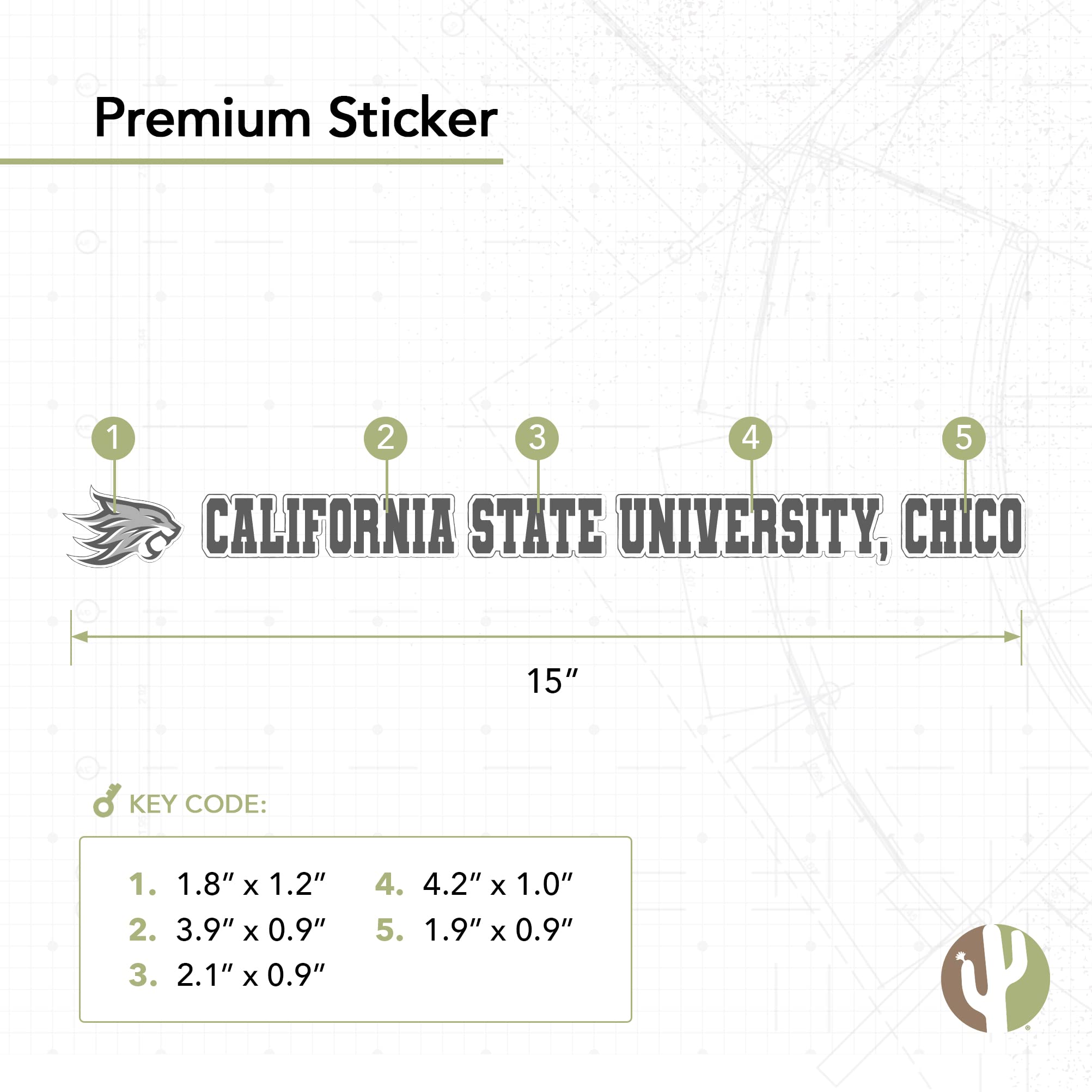 California Wildcats Vinyl Decal Sticker - 15 Inch Cactus Design for Laptop, Water Bottle, Car & Scrapbook | Desert Cactus Cal State Chico University Logo | Perfect for College Fans, Dorm Decor & School Spirit Accessories
