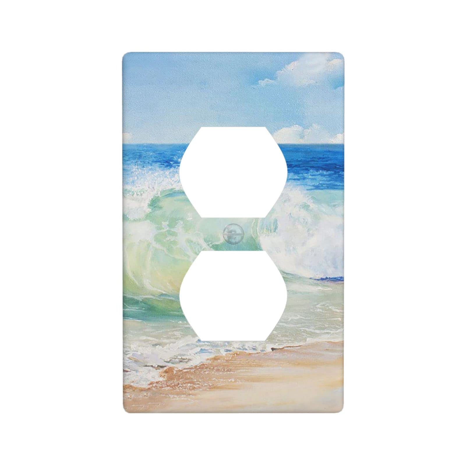Gigszay Beach Painting Light Switch Plate Cover - Decorative Duplex Outlet Wall Plate for Bedroom, Kitchen & Home Decor | Coastal Theme Home Improvement Accessory