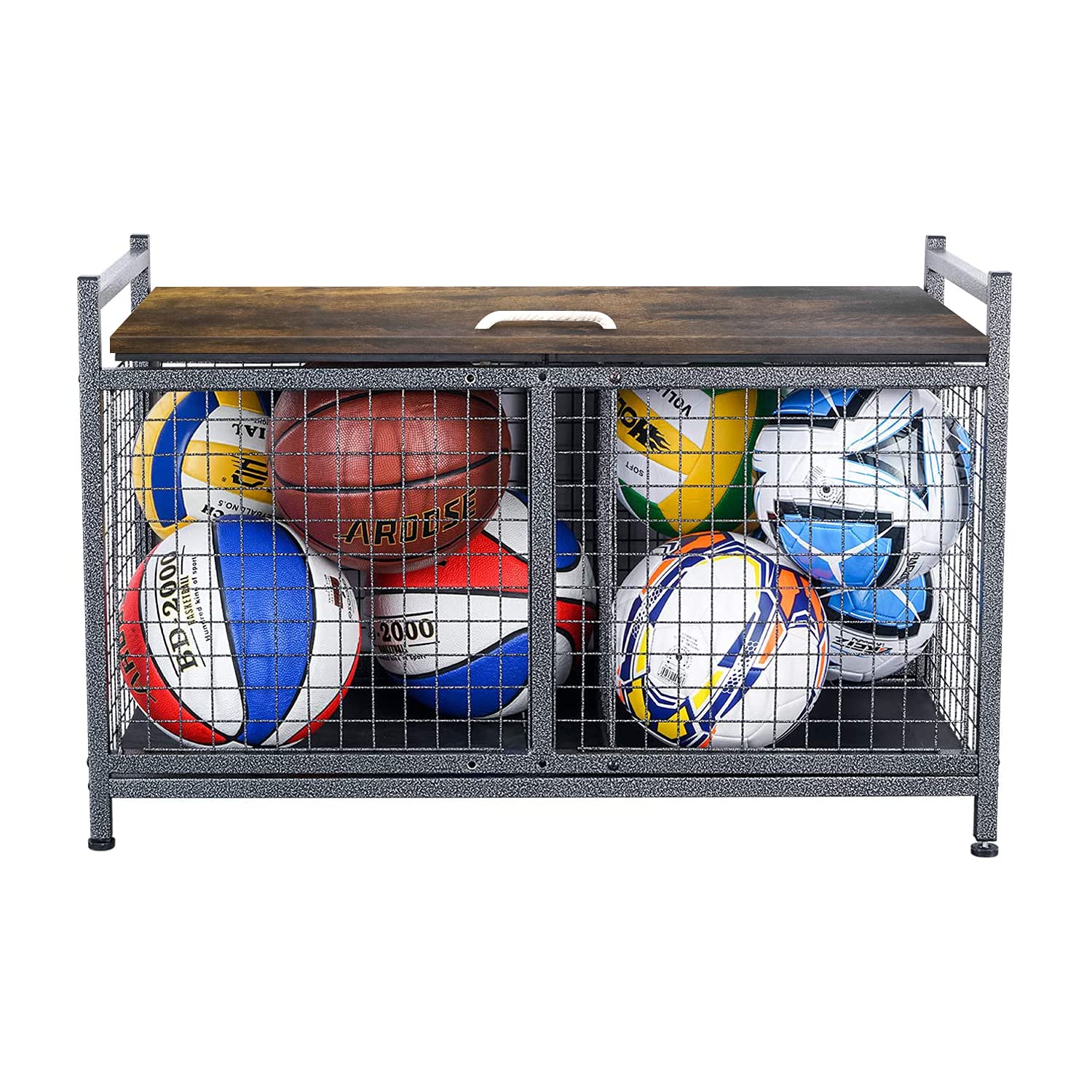 Heavy-Duty Storage Bench for Garage - Sports Equipment Organizer with Seat, Medium Black - Perfect for Storing Balls, Shoes & Outdoor Gear in Entryway, Mudroom or Shed
