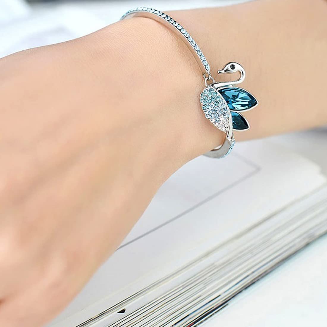 Yellow Chimes & Blue Crystal Bracelet for Women and Girls - Silver Tone Adjustable Charm Bracelet | Birthday, Anniversary Gift for Wife, Daughter, Sister | Perfect for Parties, Weddings, Everyday Wear