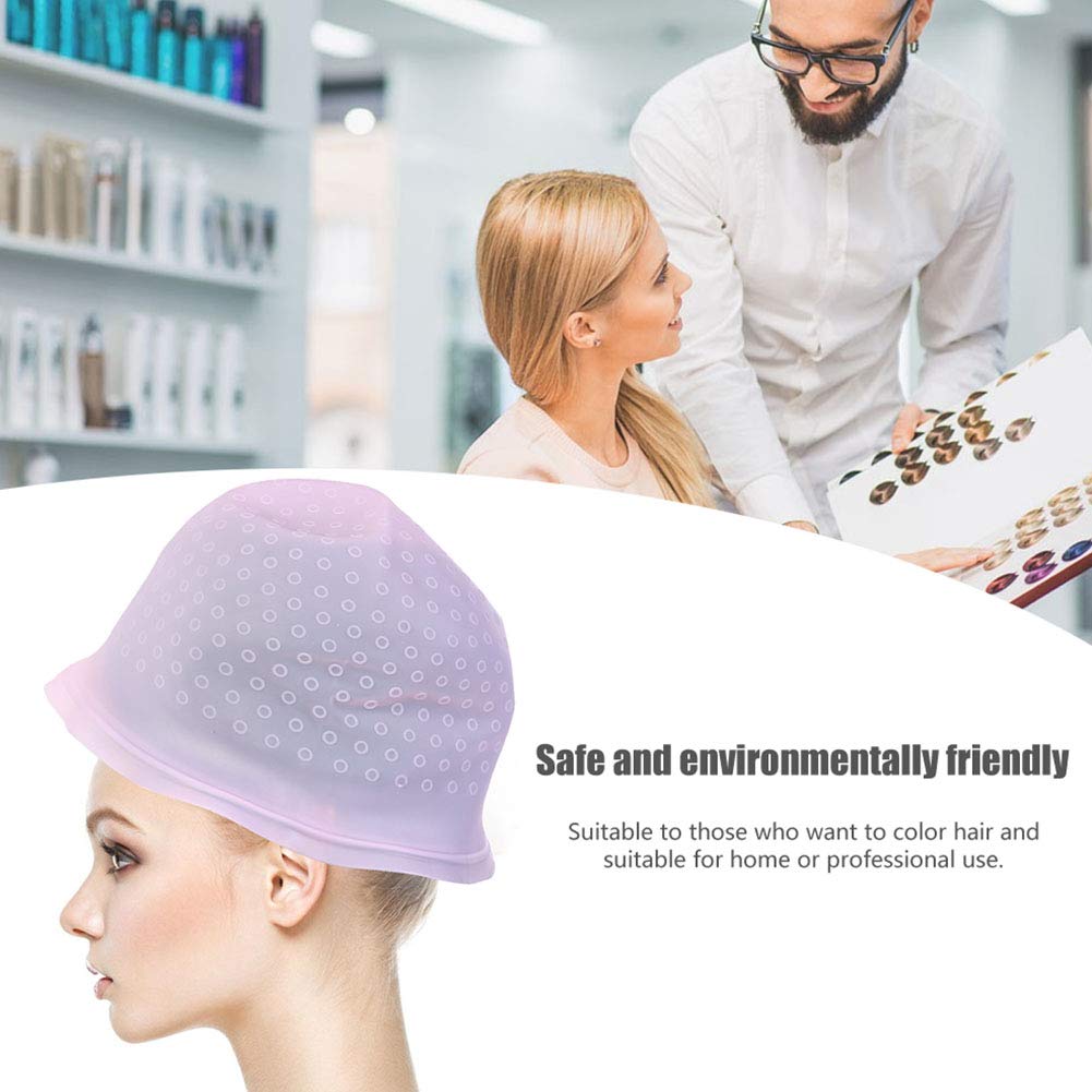 Professional Reusable Silicone Hair Coloring Cap with Hook for Highlighting & Frosting - Pink Salon Hairdressing Tool for DIY & Professional Use at Home or Salon