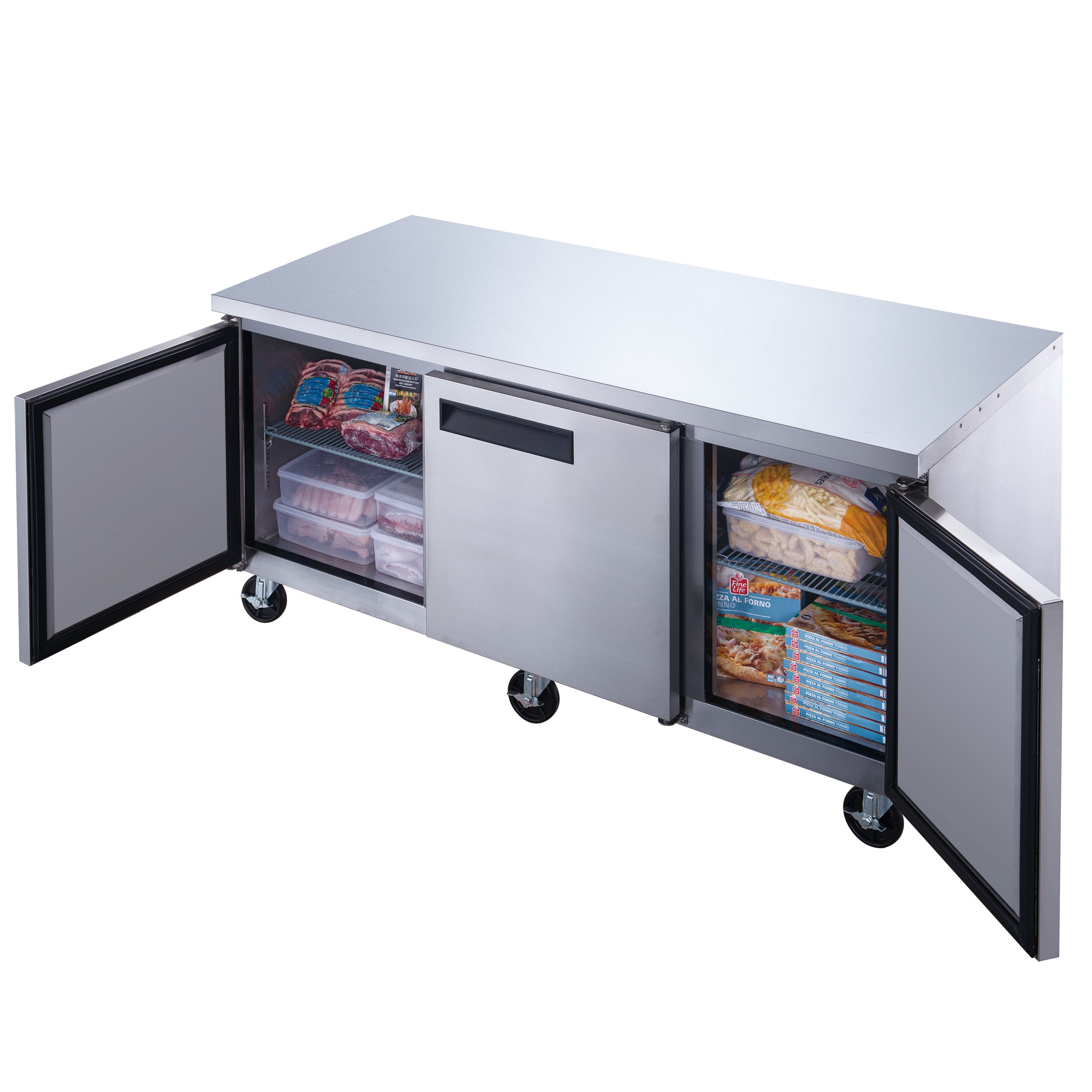 Dukers DUC72F 3 Door Undercounter Commercial Freezer - Stainless Steel Restaurant Freezer for Bars, Kitchens & Food Service Businesses - Perfect for Ice Cream, Beverages & Frozen Food Storage