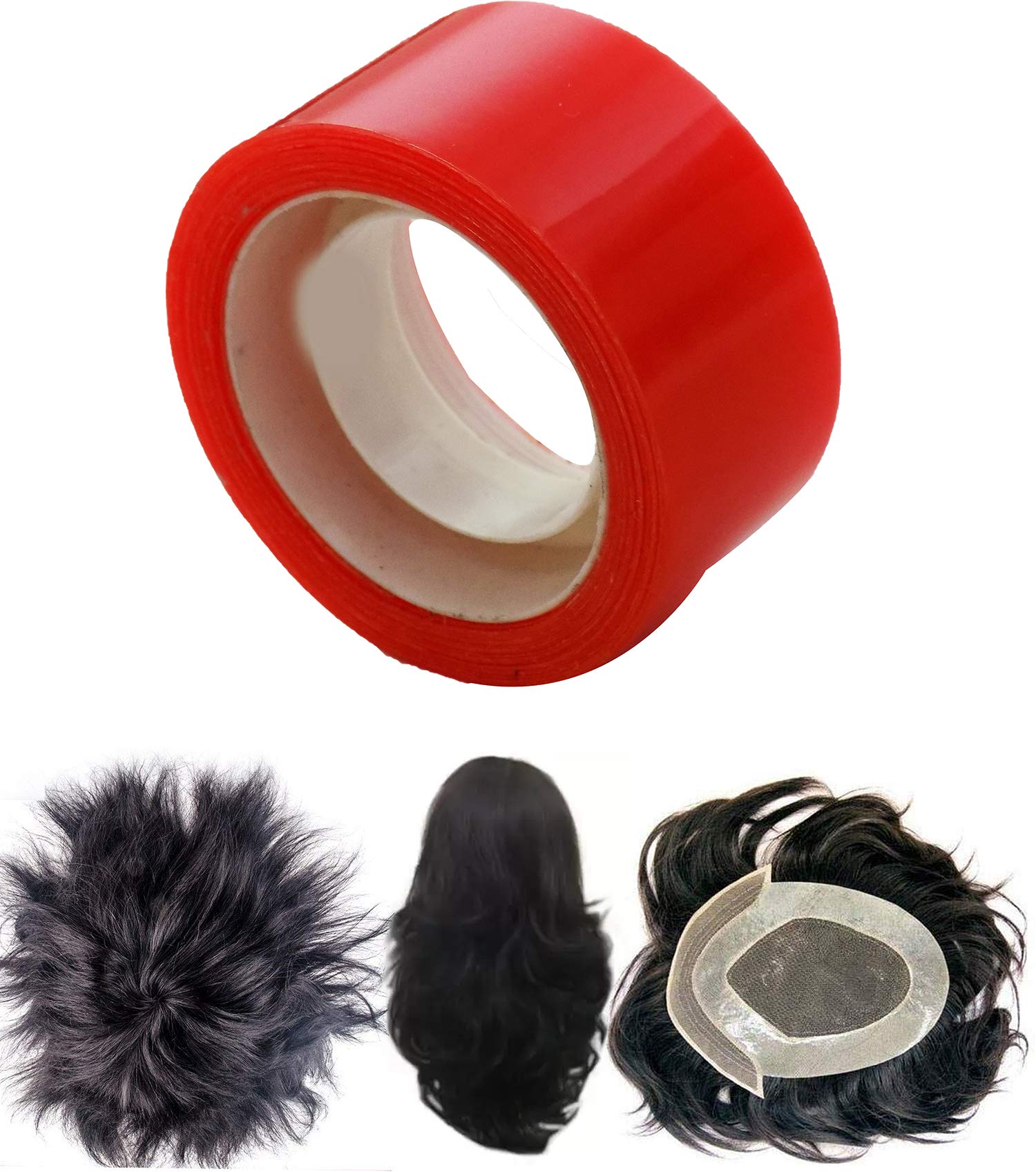 GLAN Double Sided Hair Patch & Wig Fixing Tape - Strong Hold Adhesive for Men & Women (Red) | Perfect for Cosplay, Costumes & Hair Replacement