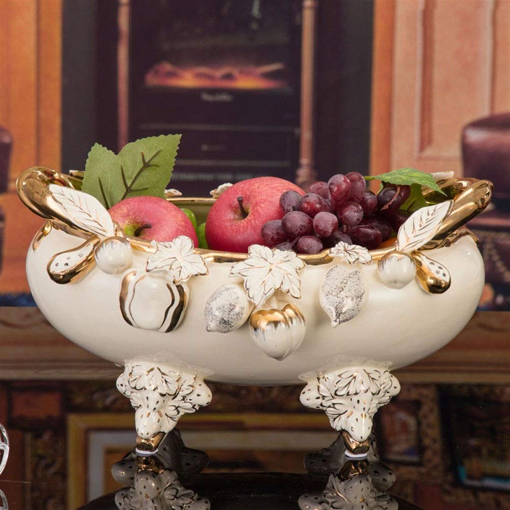 European Ceramic Fruit Plate - Large Decorative Bowl for Fruits, Home Decor, Living Room, Wedding & Housewarming Gift | Perfect for Dining Table, Kitchen Counter, Party Serving & Centerpiece