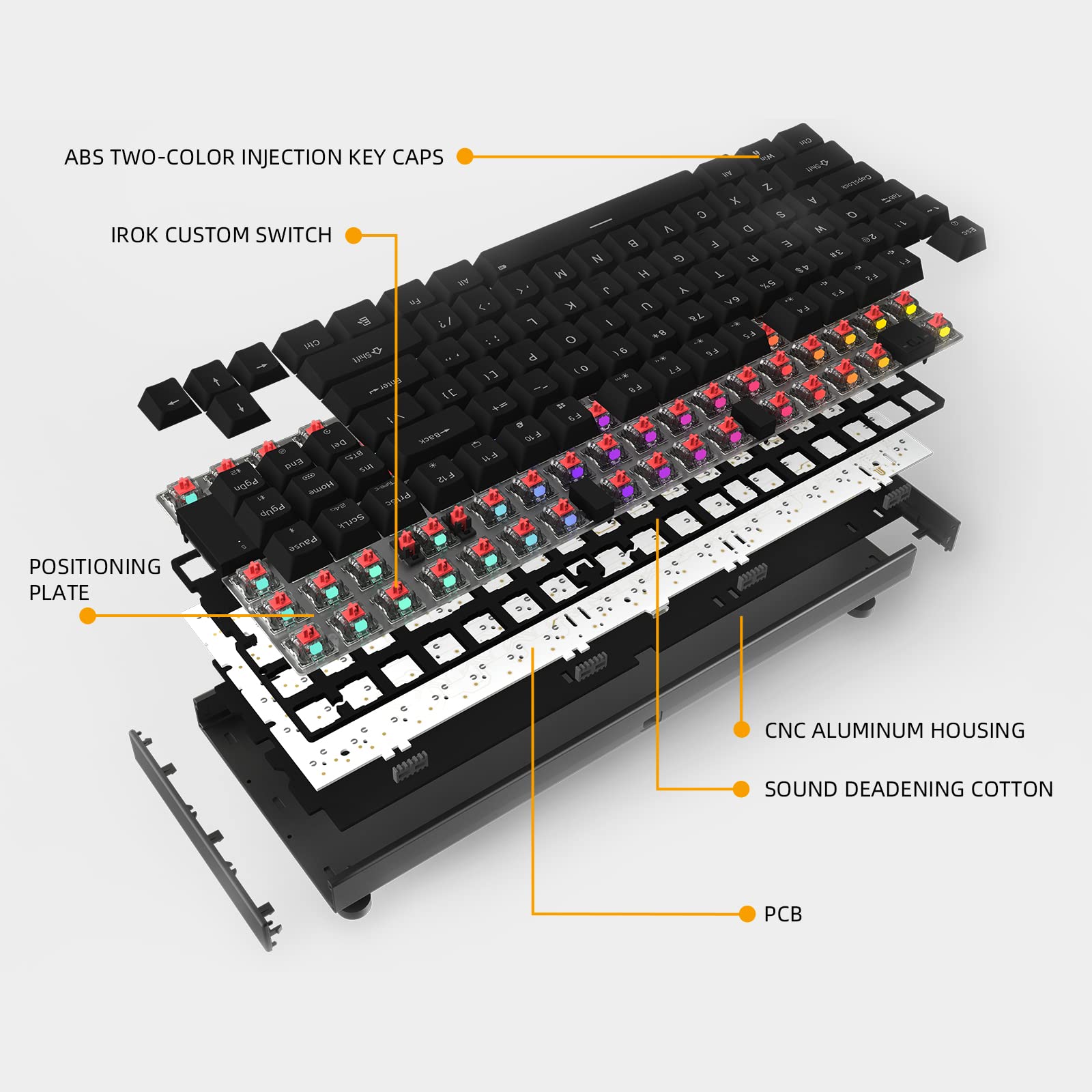 IROK AL87Pro 80% TKL Wireless Mechanical Keyboard - Bluetooth/USB/2.4G Tri-Mode, RGB Backlit, Hot-Swappable CNC Aluminum Frame for Windows & Mac | Perfect for Gaming, Office Work & Typing Enthusiasts