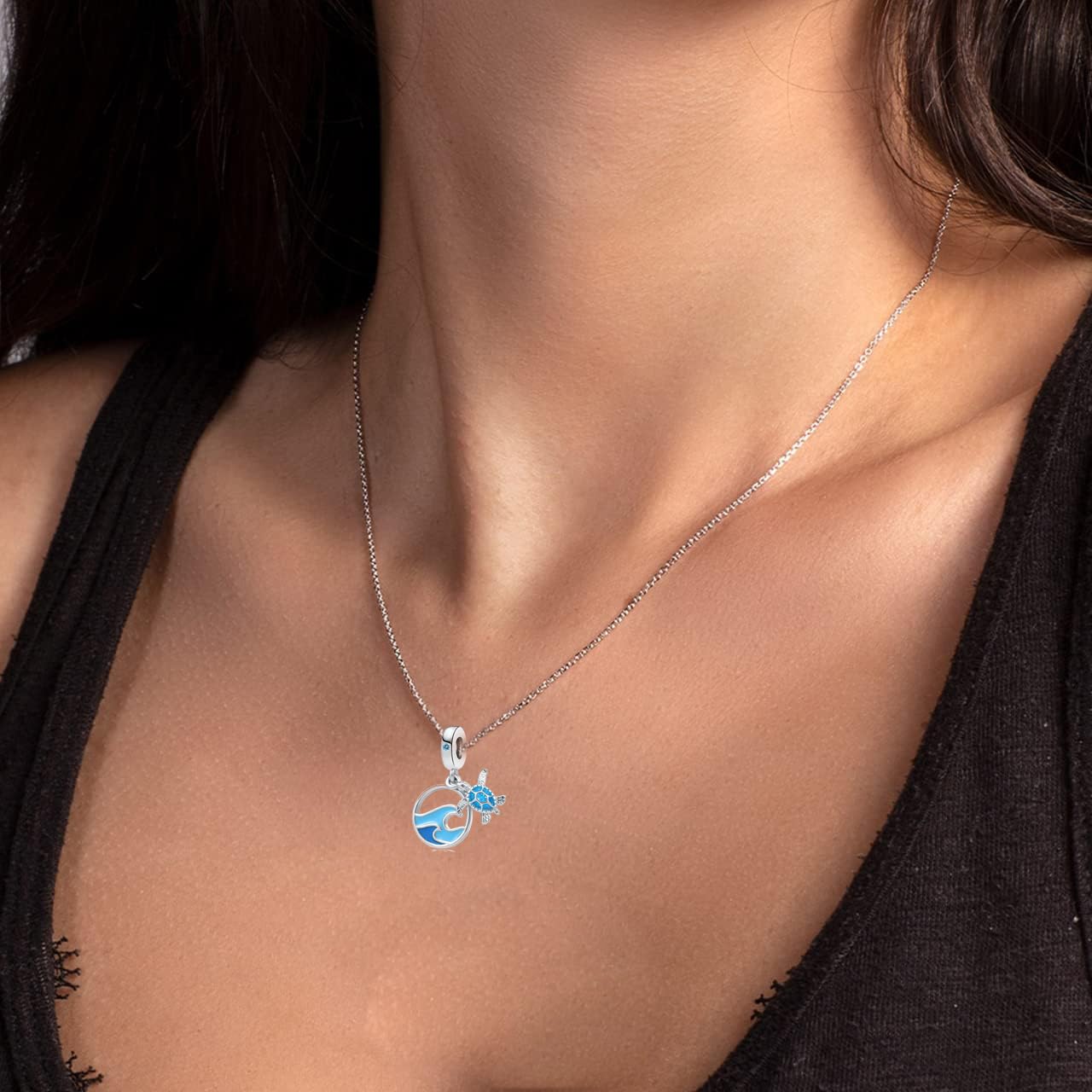 Blue Sea Turtle Charm Bead for Pandora Bracelets - Dangle Jewelry Gift for Women, Girlfriend, Mom, Sister, Wife - Perfect for Beach Party, Birthday & Anniversary Gifts
