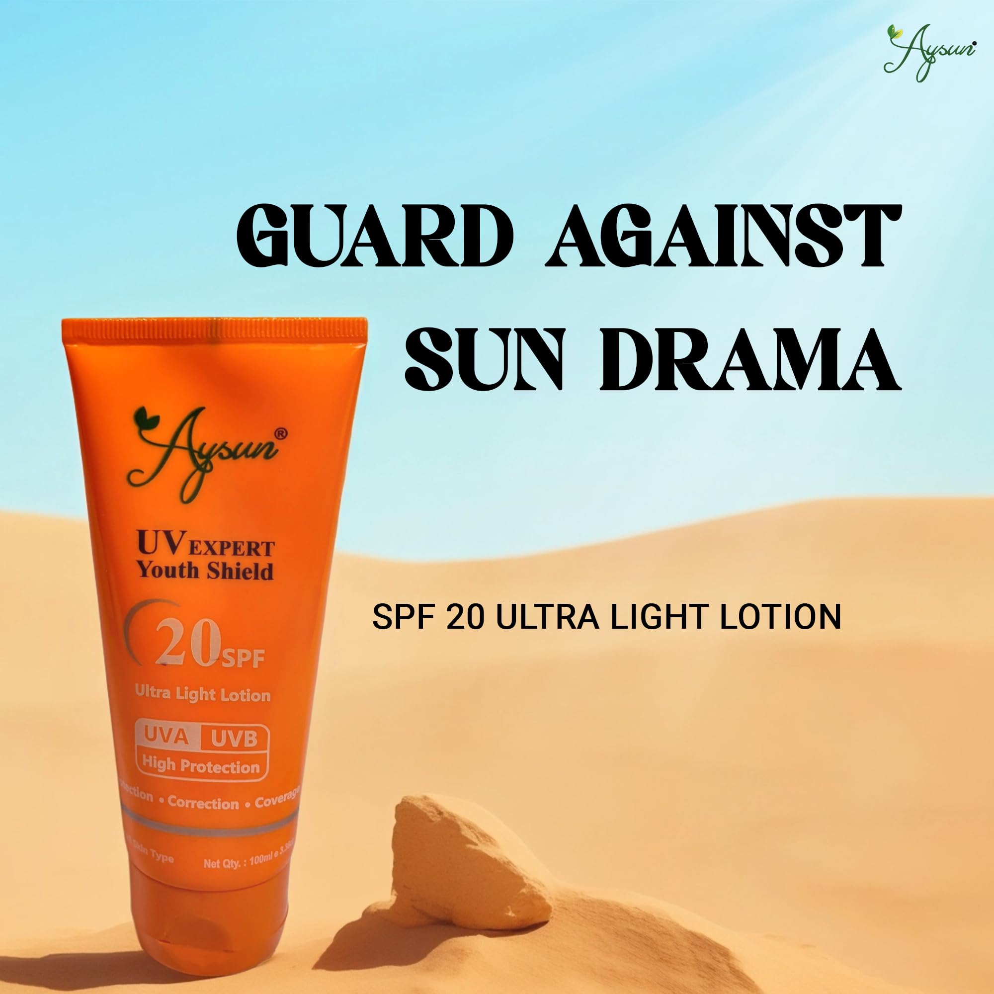 Aysun SPF25 Matte Finish Sunscreen for Oily Skin - Oil-Free, Non-Greasy Formula with UVA/UVB Protection | Water-Resistant, Long-Lasting Face Primer | Perfect for Daily Wear, Outdoor Activities & Makeup Base (100g)
