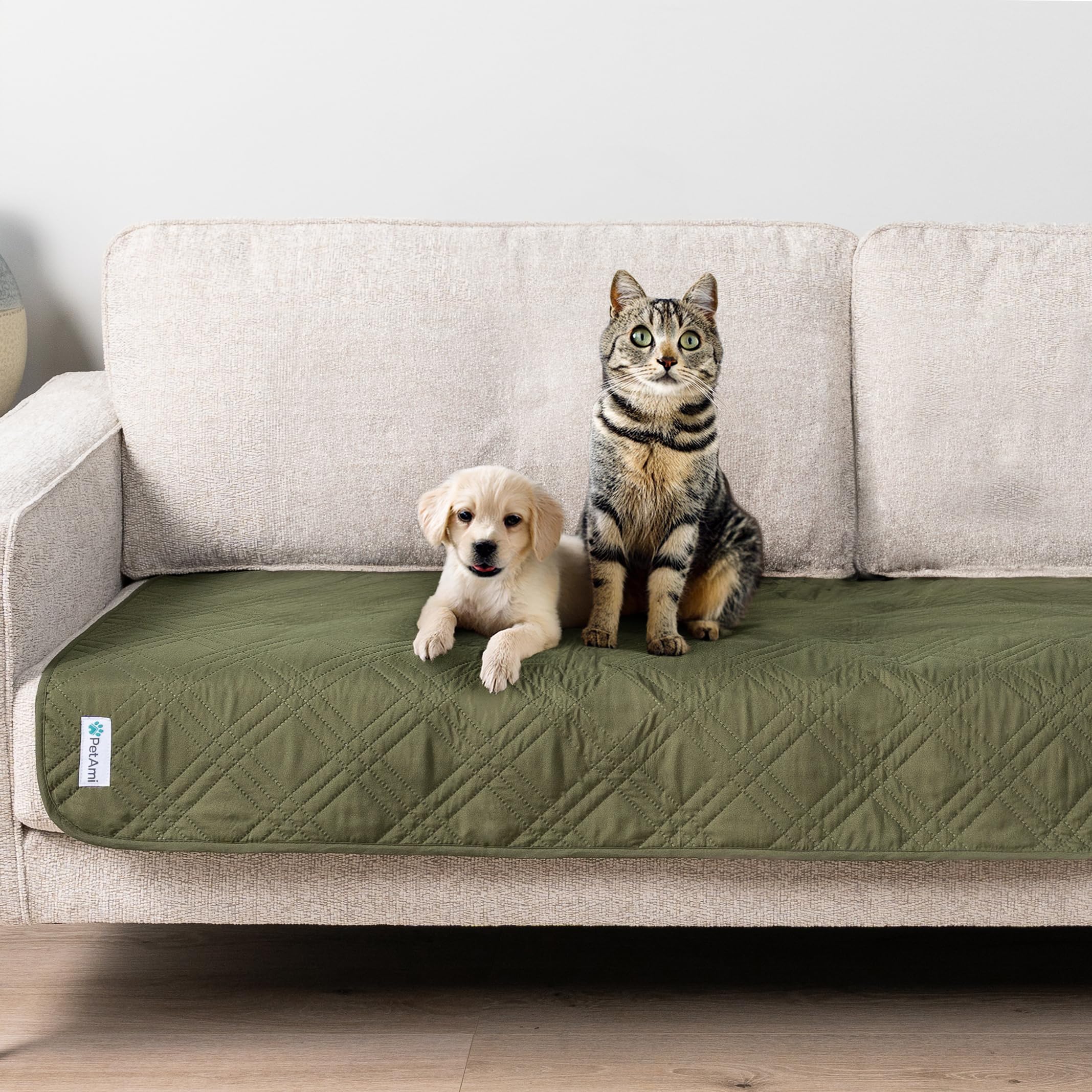 **PetAmi Waterproof Reversible Dog Couch Cover - 30x70 Inch Washable Sofa Protector for Pets, Green | Furniture Protector for Dogs & Cats | Perfect for Couches, Beds & Car Seats**