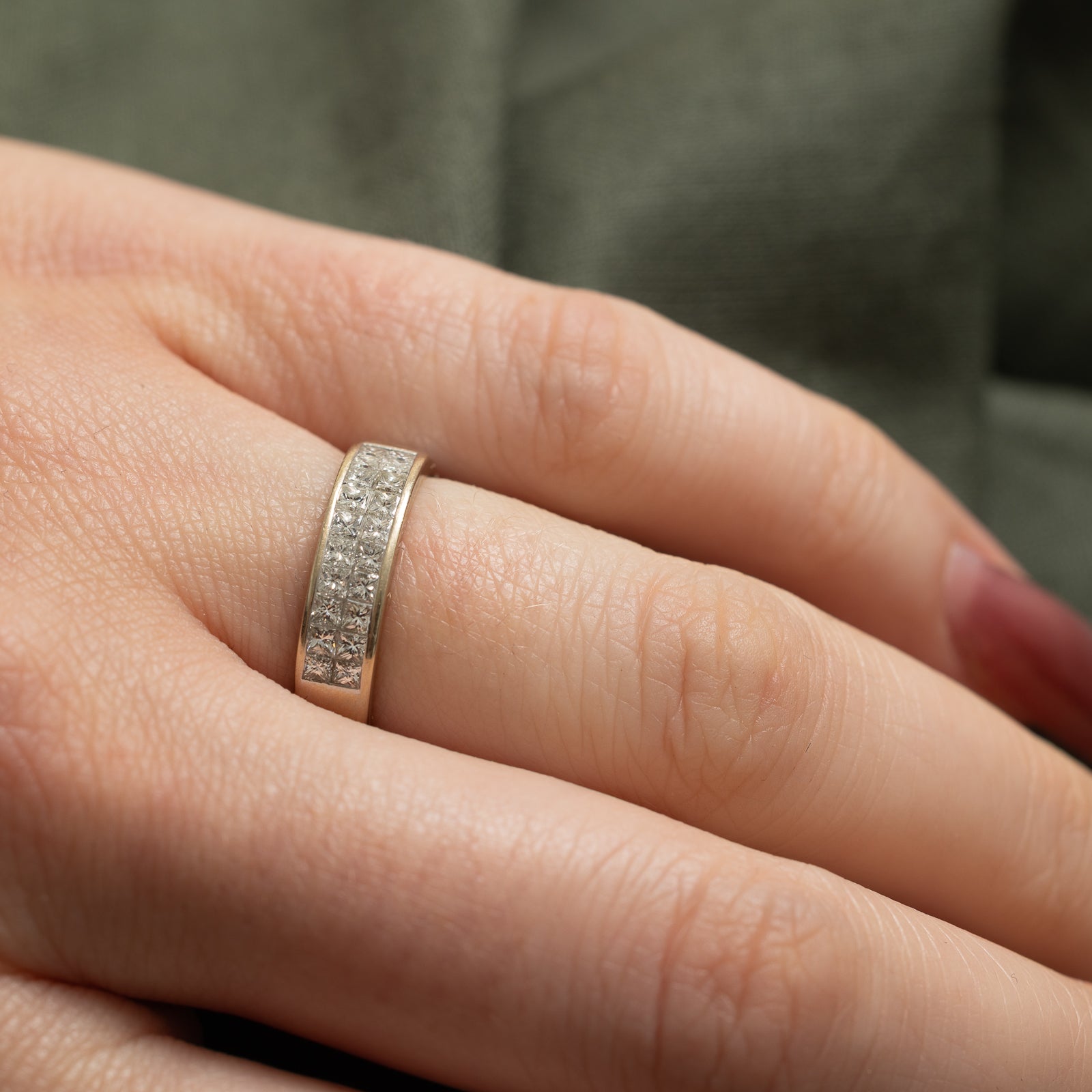 0.77ctw Double Row Semi Eternity Diamond Wedding Band Ring Size 5.5 - Perfect for Anniversary Gifts, Bridal Jewelry & Special Occasions