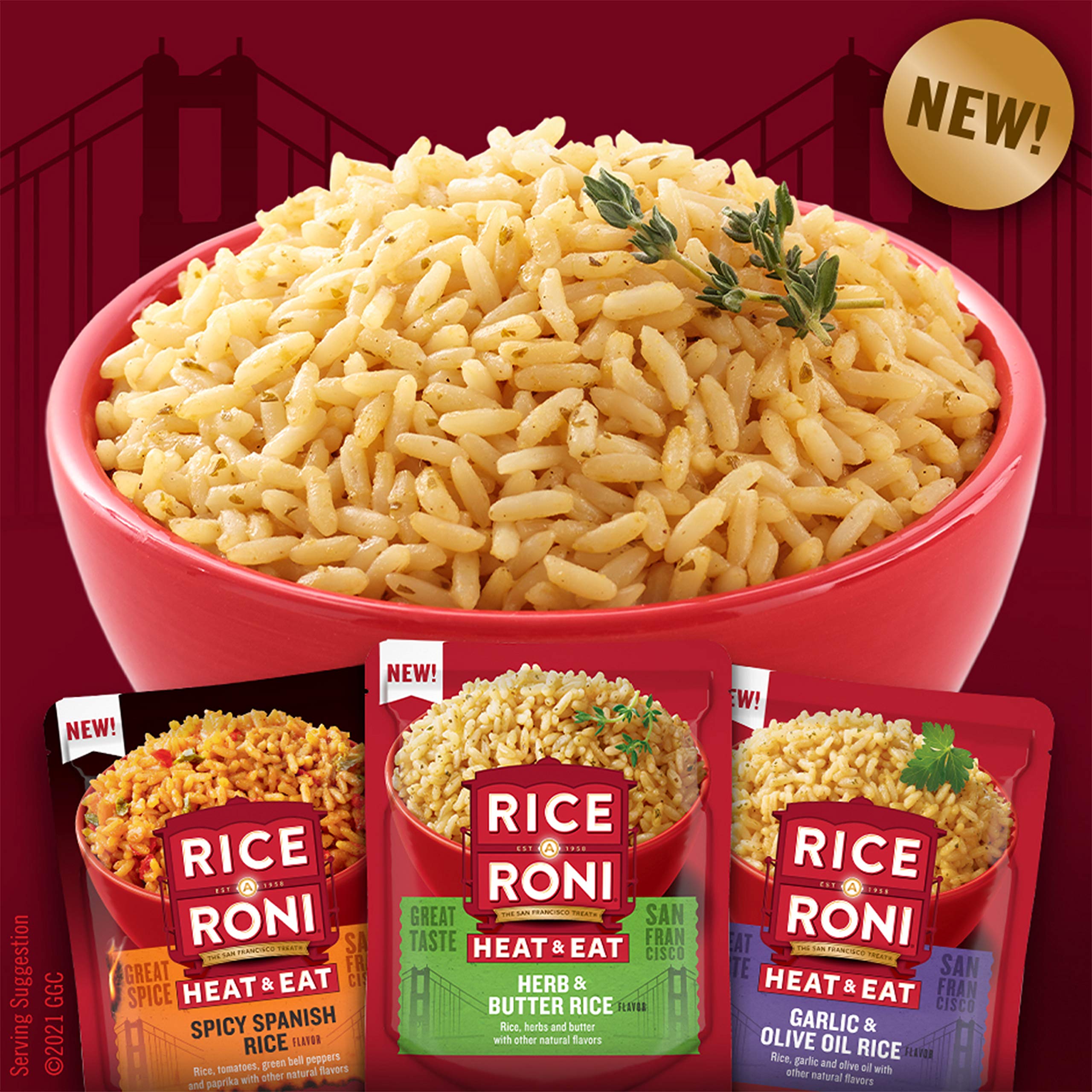 Rice-A-Roni Heat & Eat Microwaveable Rice - 3 Flavor Variety Pack (6 Pack) | Quick Cook Instant Rice for Easy Meals, Lunches & On-the-Go Snacks