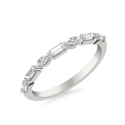 Marquise & Baguette Diamond Wedding Band Ring for Women - 14K White Gold Stackable Eternity Ring for Brides, Anniversary & Engagement - Perfect for Everyday Wear & Special Occasions