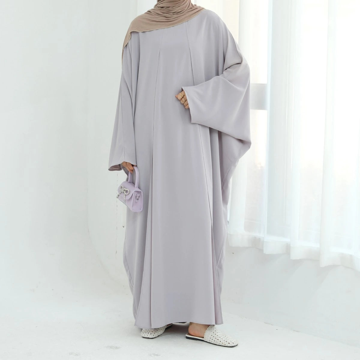 Elegant Splicing Type Nida Abaya Dress #24834 - Modest Islamic Women's Prayer Dress for Mosque & Special Occasions