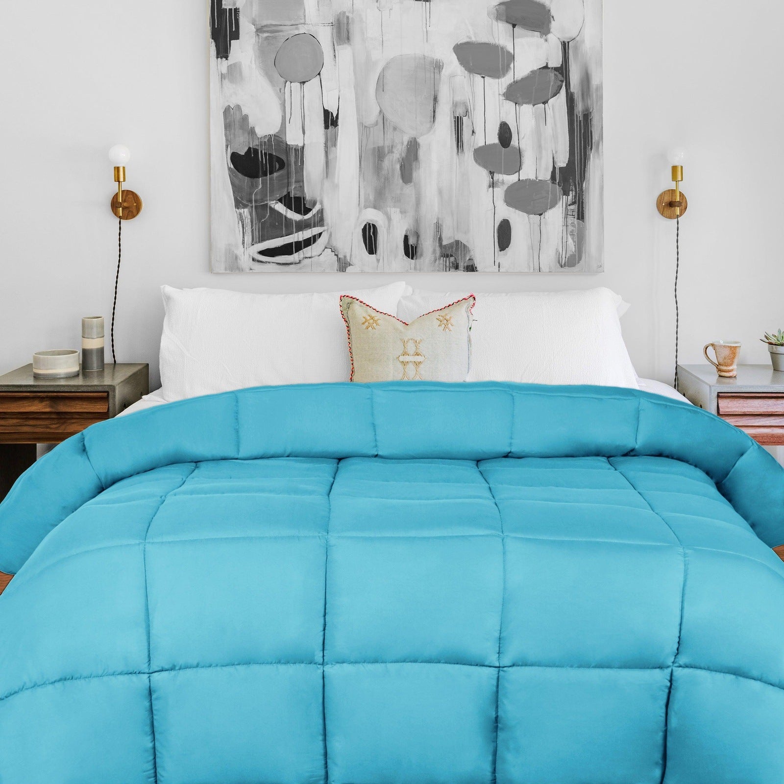 Soft Brushed Microfiber Down Alternative Comforter - Medium Weight Solid Color Bedding for All Seasons | Perfect for Cozy Nights, Guest Rooms & Dorm Essentials