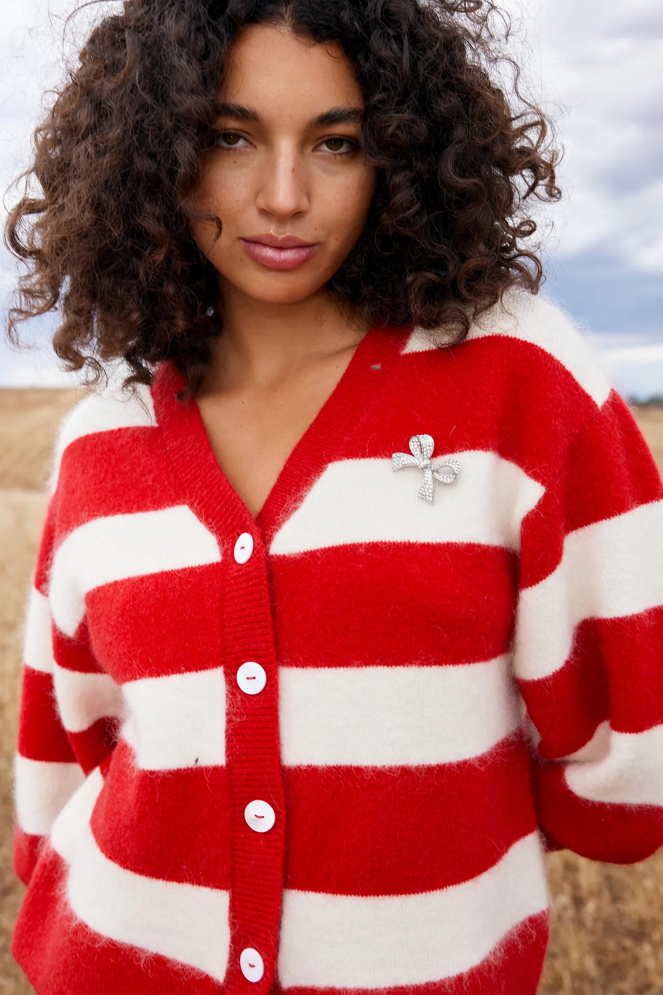 AGNES CARDI IN RUBY ANTIQUE STRIPE - Vintage Inspired Striped Cardigan for Women | Perfect for Fall Layering, Office Wear & Casual Outfits