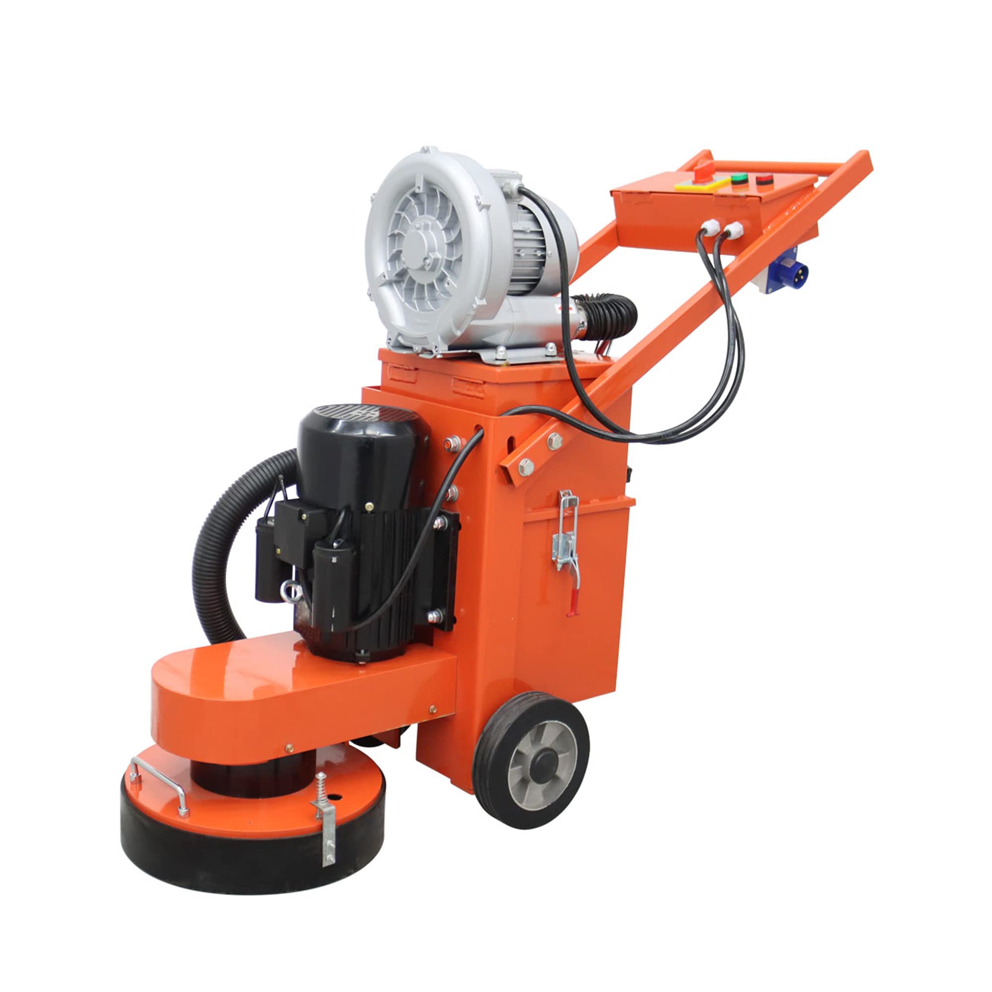 220V 4KW Concrete Floor Grinder - Hand Push Cement Ground Polisher with Dust-Free Fan, Triangular Disc & Resin Grinding Pads - Perfect for Restoring Old & New Floors in Homes, Warehouses & Commercial Spaces