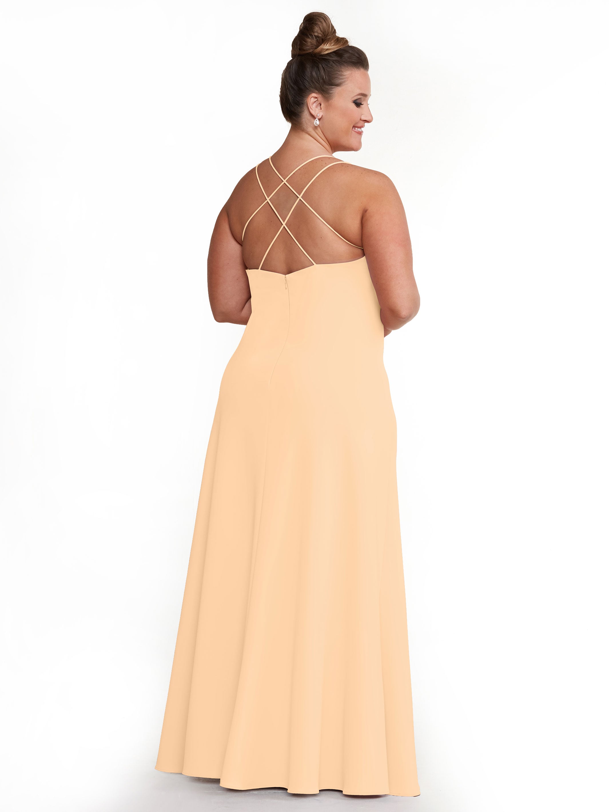 Elegant 83045 Double Knit A-Line Bridesmaid Dress with Adjustable Spaghetti Straps - Perfect for Weddings, Formal Events & Special Occasions