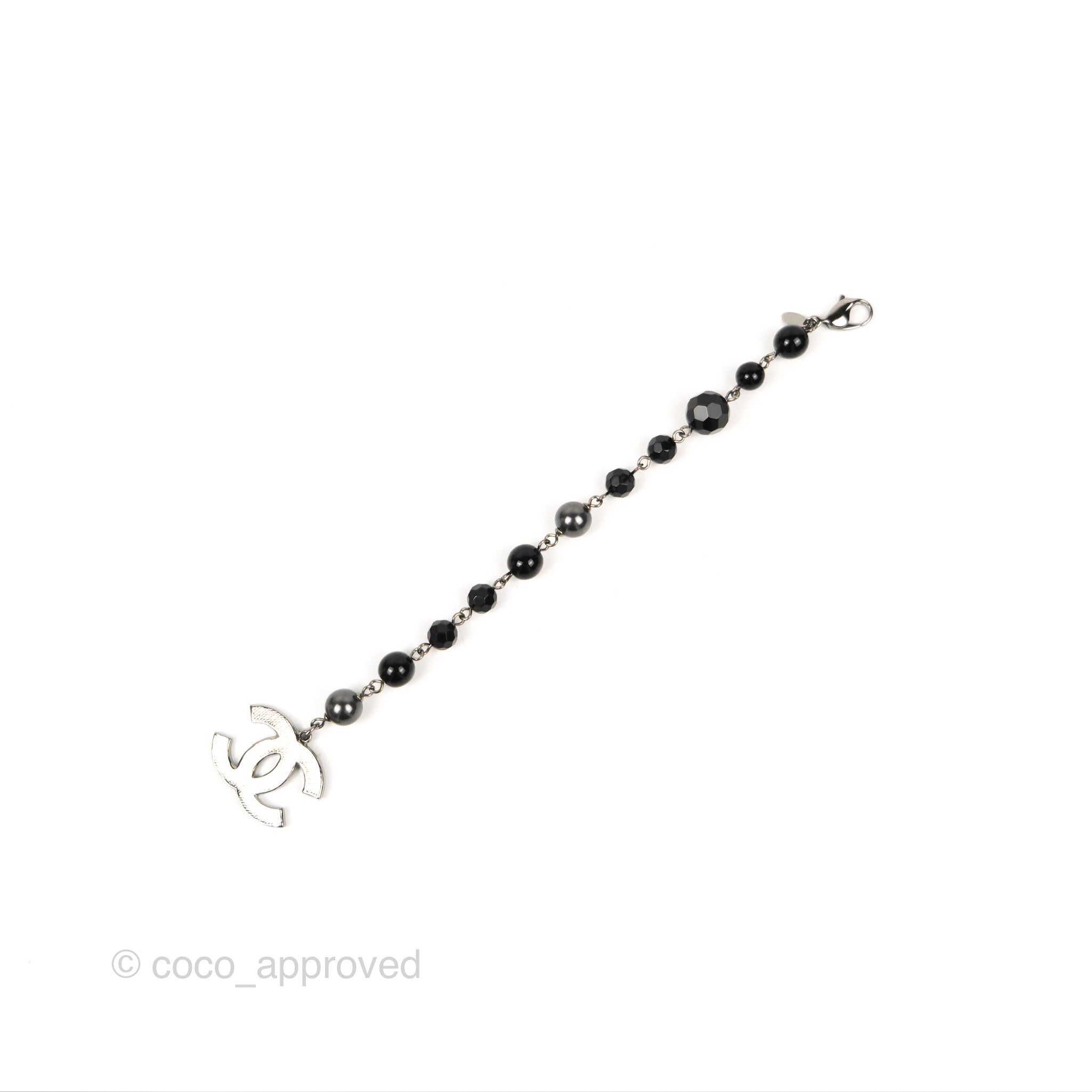 Chanel CC Bead Pendant Bracelet in Gun Metal Tone - 10V | Luxury Fashion Jewelry for Women, Perfect for Parties, Weddings & Special Occasions