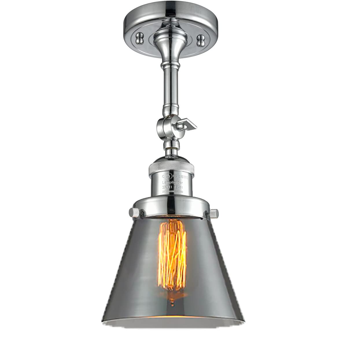 Innovations 201F-PC-G63-LED 12W LED Semi-Flush Mount Ceiling Light Fixture, Polished Chrome Finish - Perfect for Bedroom, Kitchen, Hallway & Office Lighting
