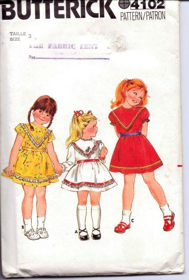 Butterick 4102 Girls Vintage 1980s Sewing Pattern - Short Sleeve Pullover Party & School Dress with Top Stitching | Perfect for Costume Parties, School Events & Retro Fashion Sewing Projects