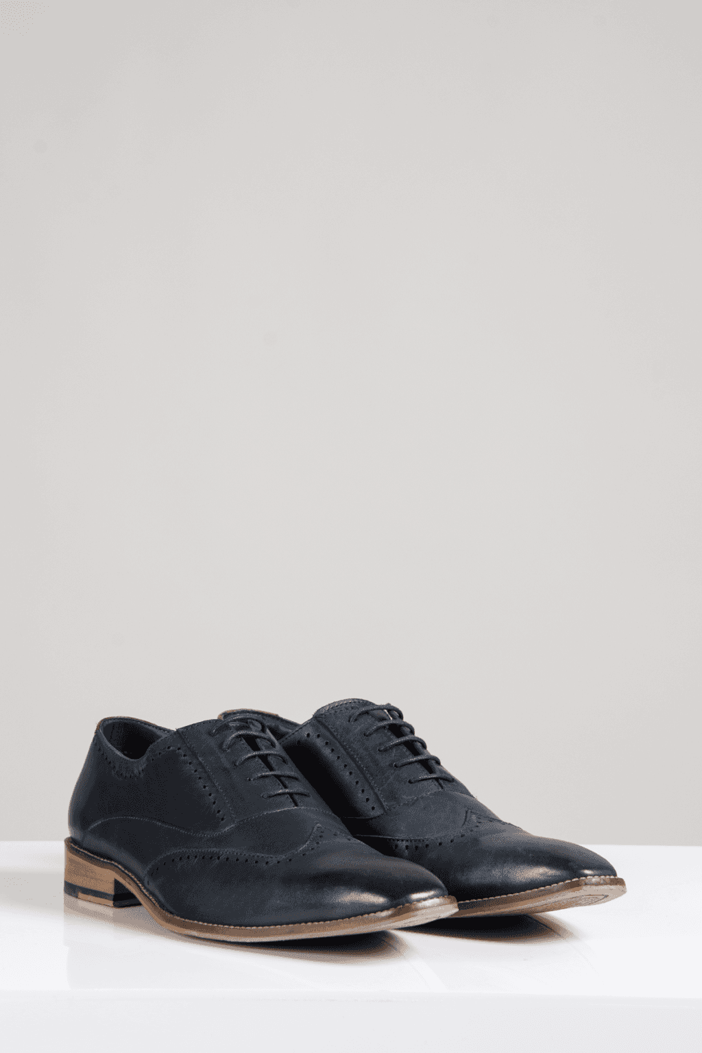 Marc Darcy Carson Navy Wingtip Oxford Brogue Shoes for Men - Classic Formal & Business Dress Shoes - Perfect for Weddings, Office & Special Occasions
