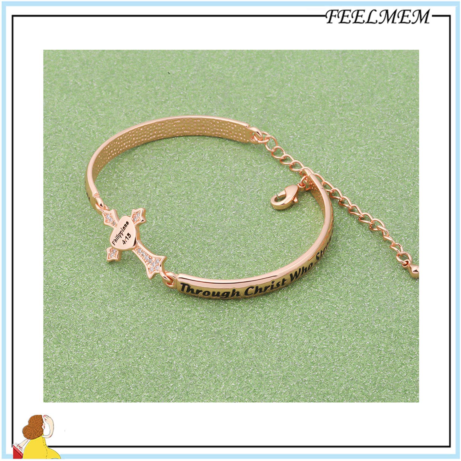 Philippians 4:13 Christian Bracelet - I Can Do All Things Cross Charm for Women | Faith Jewelry & Gifts