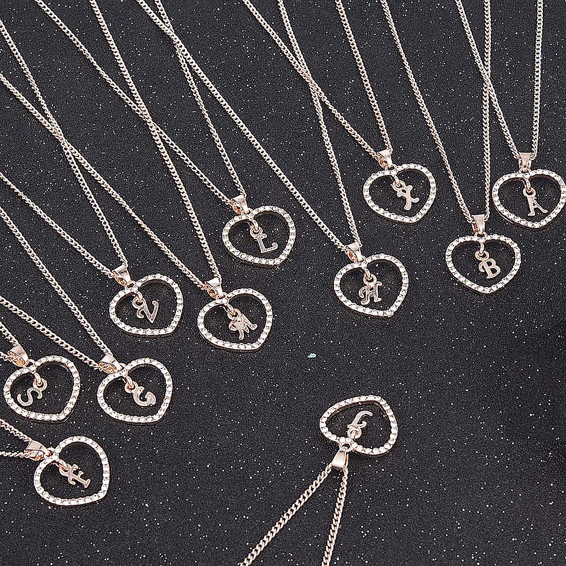 Diamond Heart Alphabet Pendant Necklace for Women & Girls - Personalized Initial Jewelry Gift for Birthday, Anniversary, Valentine's Day | Elegant Everyday Wear & Special Occasion Accessory