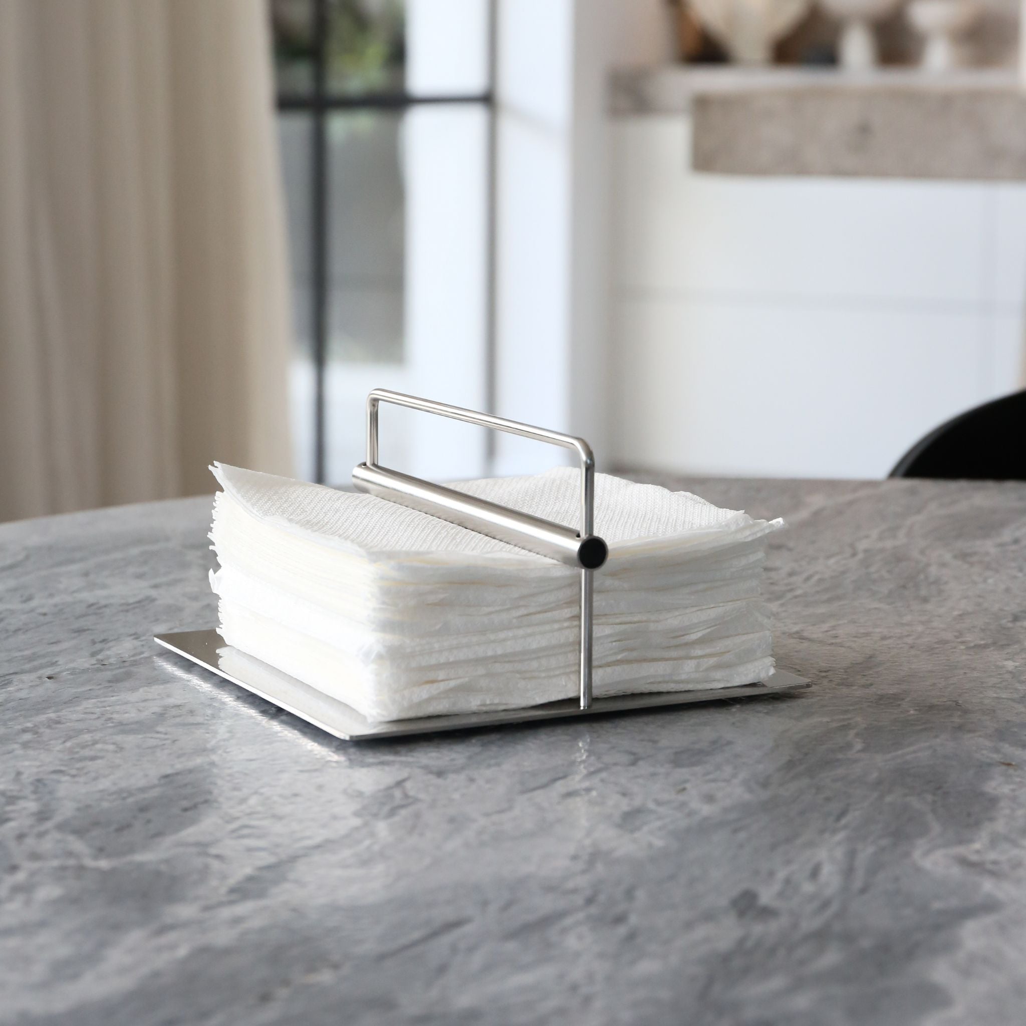 STELTON Original Stainless Steel Napkin Holder - Elegant Tableware for Dining, Kitchen & Restaurant Use