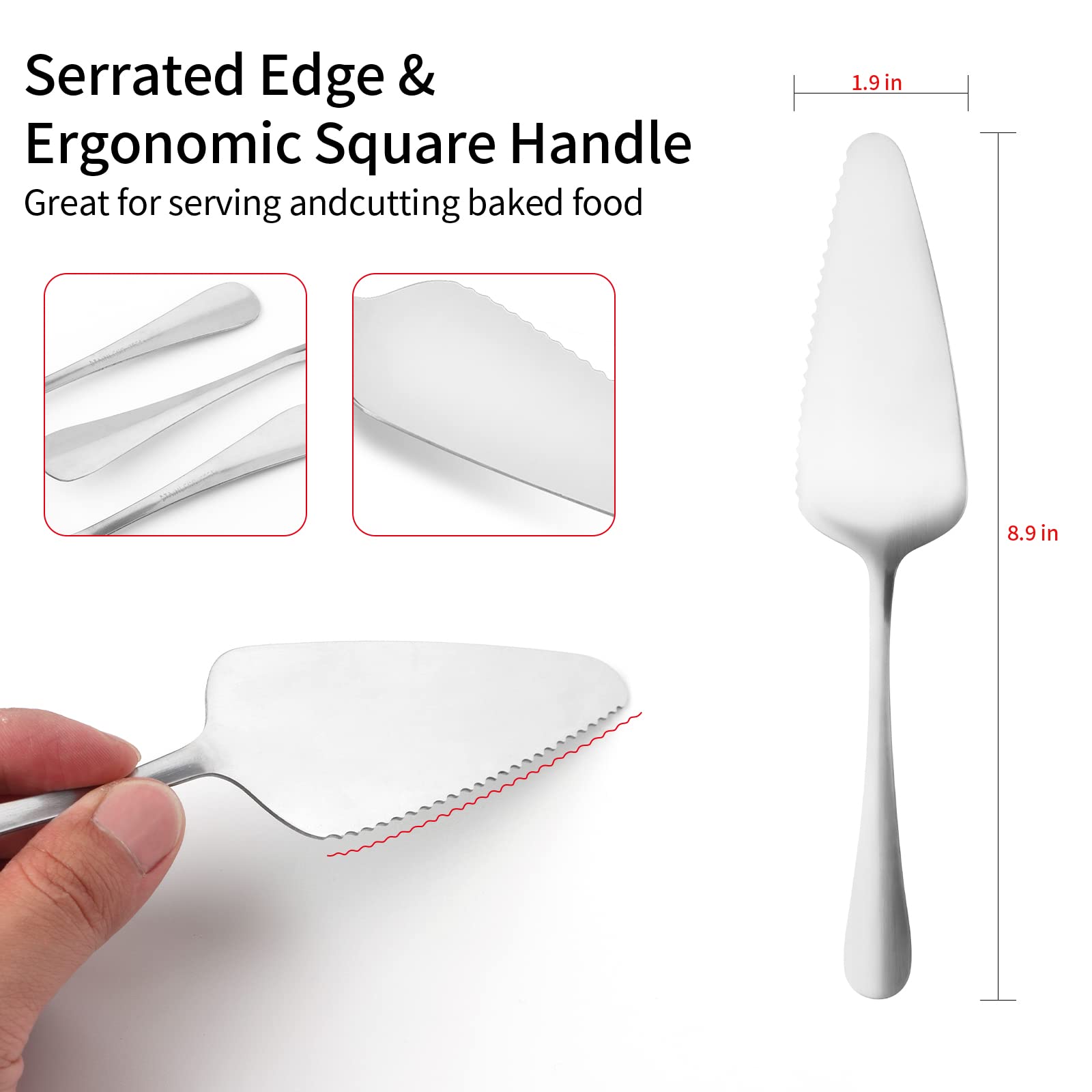10-Piece Stainless Steel Cake Server Set - Professional Pie Spatula, Cake Lifter, Pizza Cutter & Dough Scraper - Rust-Proof Kitchen Utensils for Baking, Cake Decorating & Pastry Making - Perfect for Home Bakers & Professional Chefs