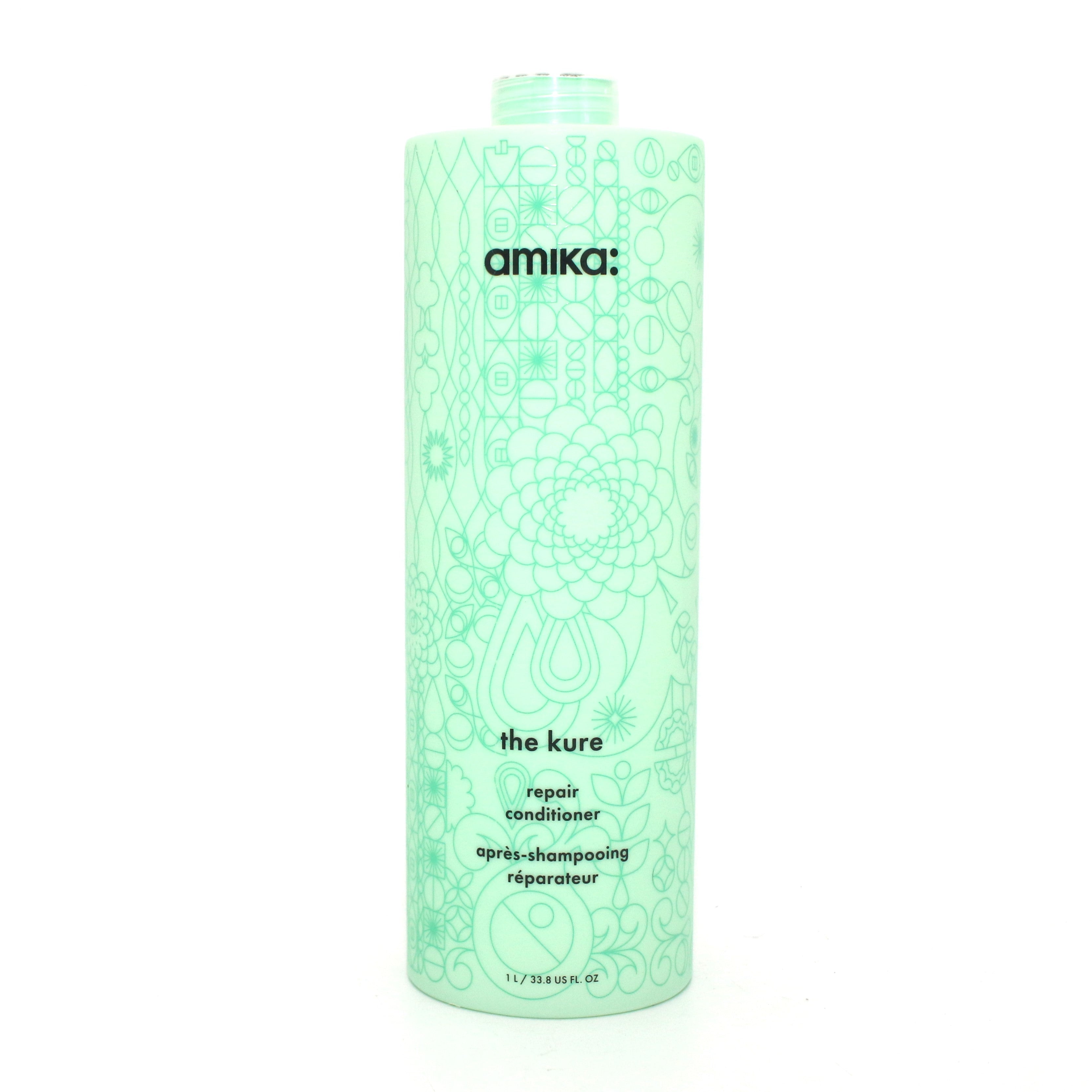 Amika The Kure Repair Conditioner 33.8 oz | Vegan Hair Repair Treatment for Damaged Hair | Deep Conditioning for Dry, Brittle Hair | Perfect for Salon-Quality Hair Care at Home