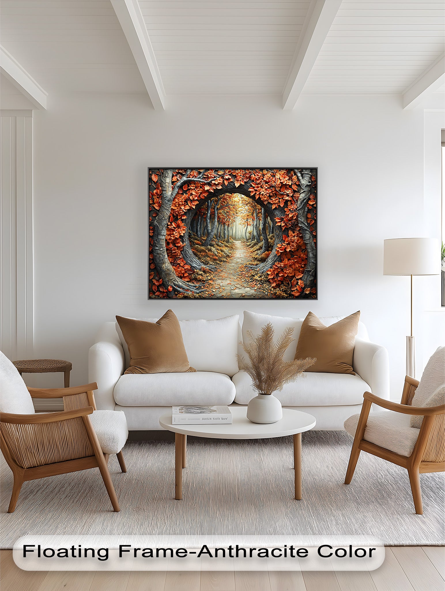 Autumn Path - Enchanted Forest Oil Painting Wall Art for Living Room, Bedroom Decor - Nature Landscape Canvas Print for Home & Office
