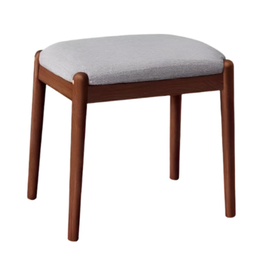 Solid Oak & Birch Wood Square Makeup Stool - Soft Padded Seat for Vanity, Dressing Room, and Bedroom Decor