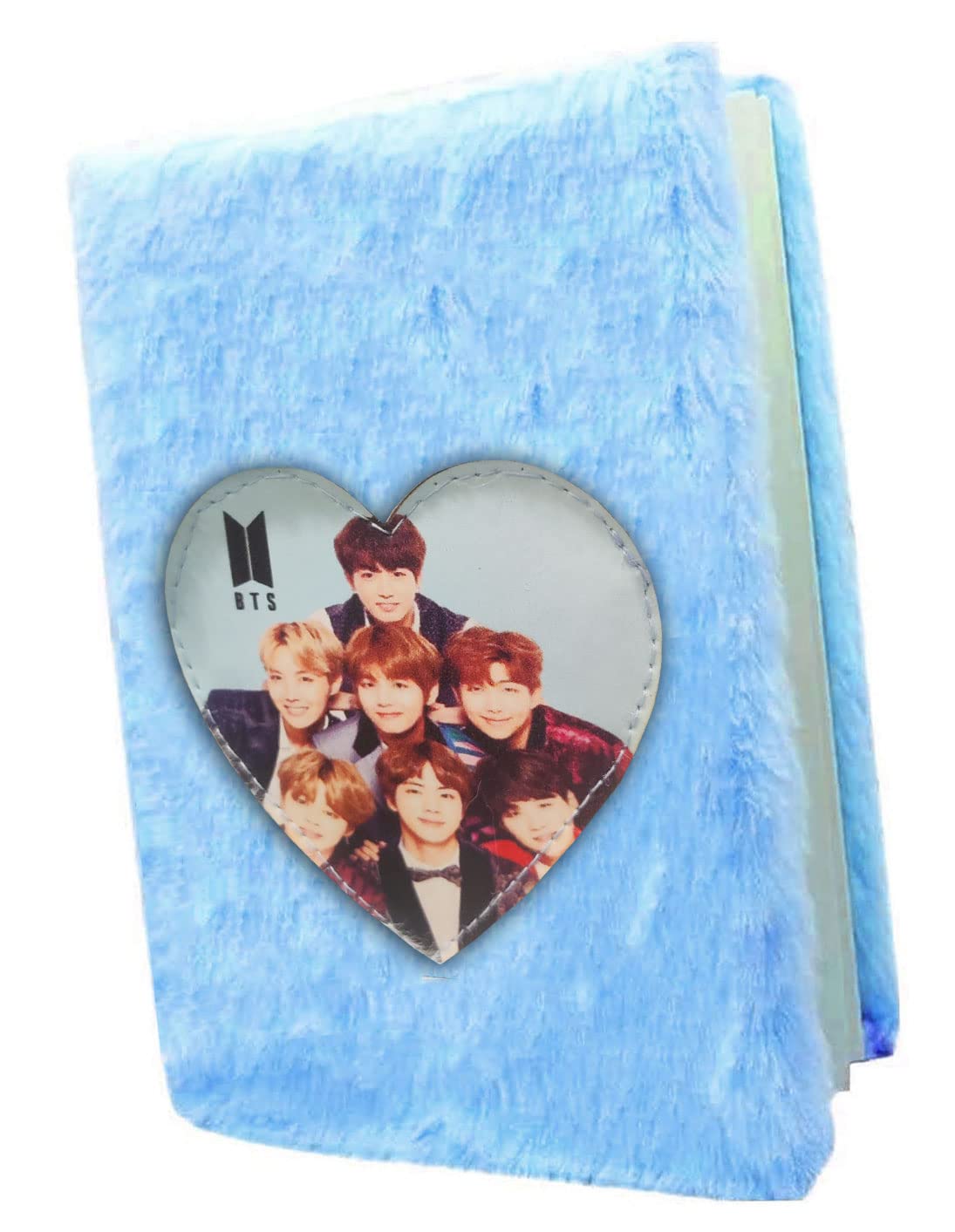 BTS Army Stationery Set for Kids - 7pcs BT-21 A6 Notebook Diary, Fur Pencil Case, Pen, Pencils & Eraser - Perfect for School, Study & K-Pop Fans (Blue)