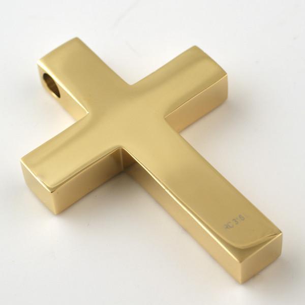 Gold Greek Key Thick Block Cross Pendant Necklace - Elegant Religious Jewelry for Women - Perfect for Church, Weddings & Special Occasions