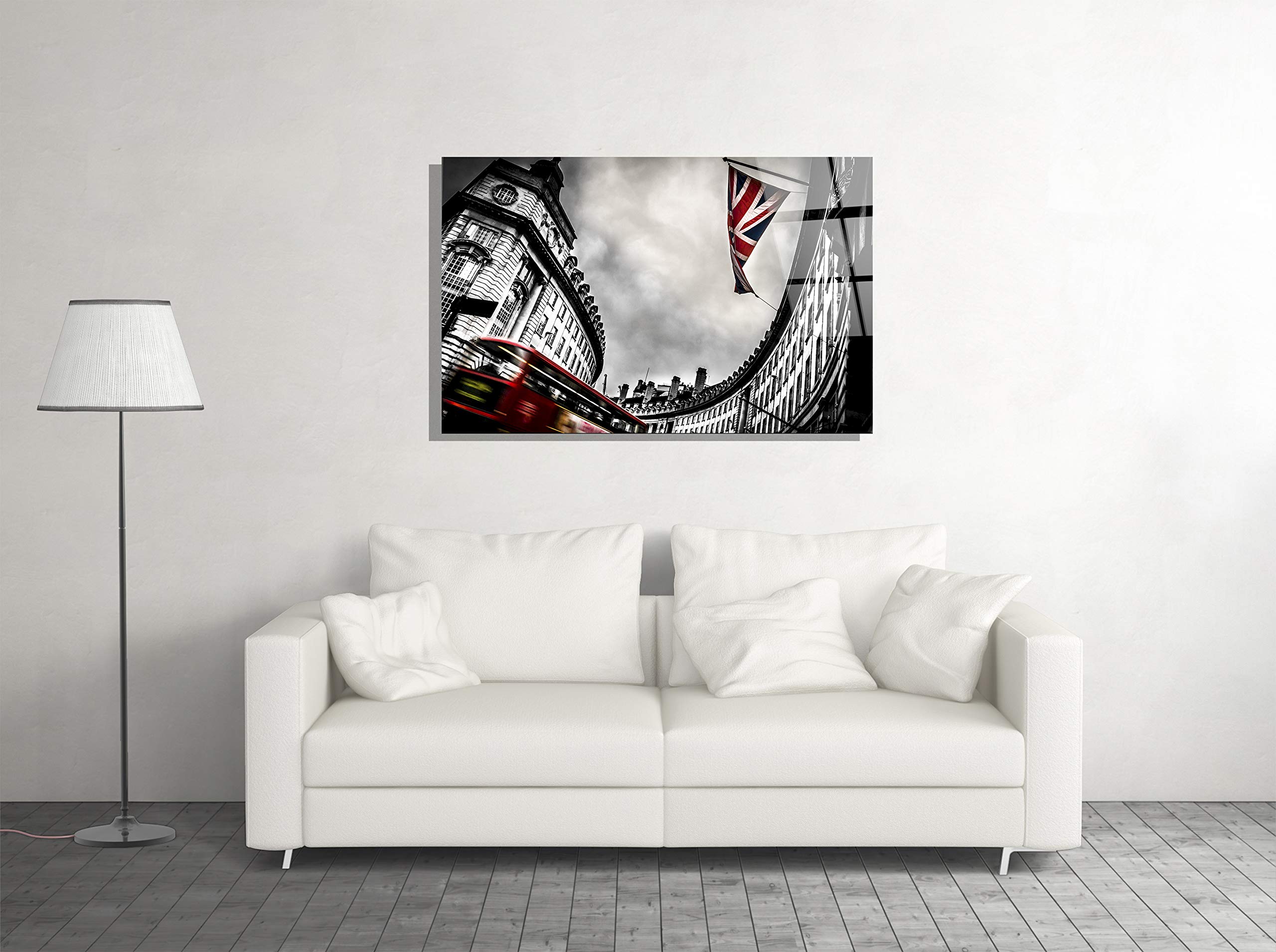 London City Black & White Print Tempered Glass Wall Art - Modern Home Decor Gift for Living Room, Office & Bedroom