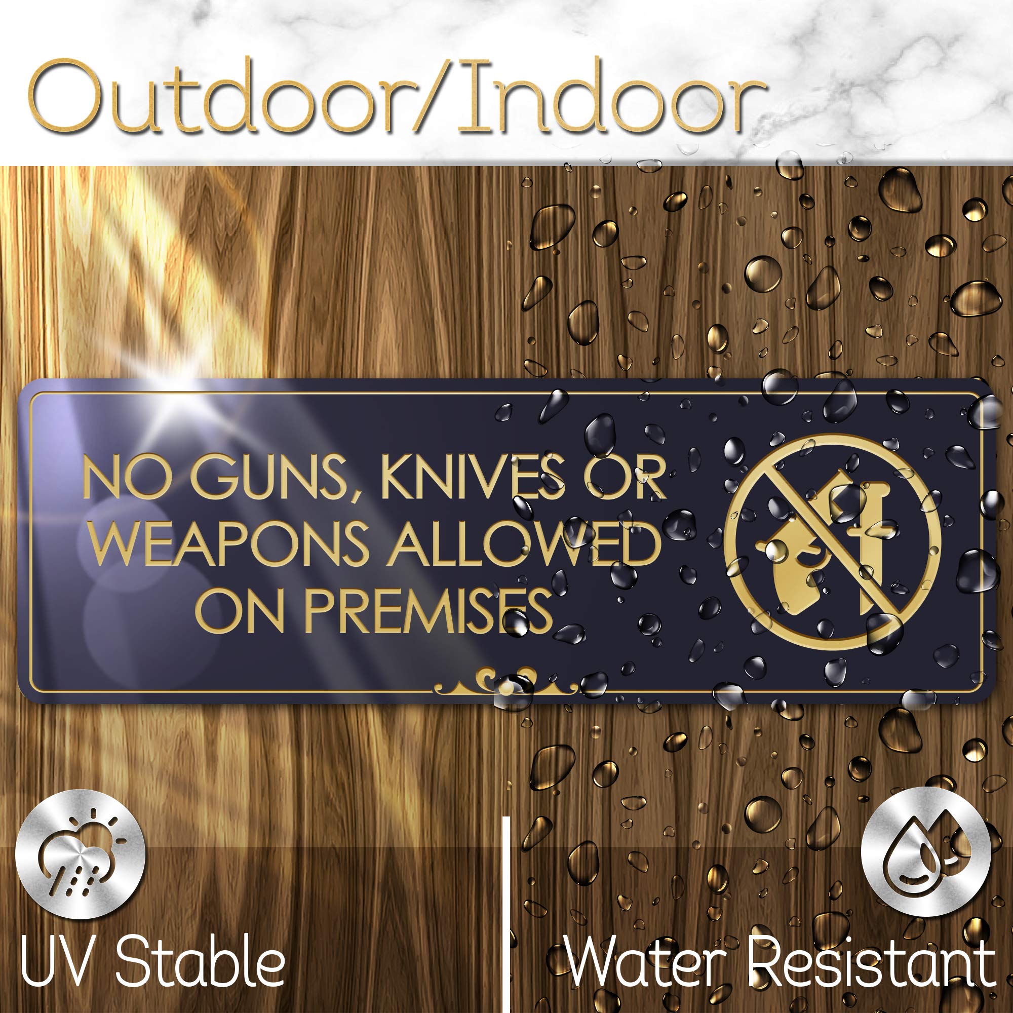 No Guns Allowed Sign - Black/Gold Engraved 3x9