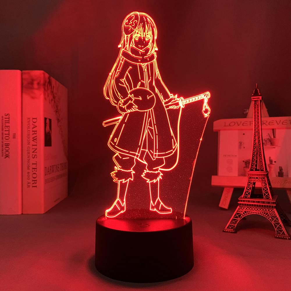 3D Anime Slime Rimuru LED Illusion Lamp - 16 Color Remote Control Night Light for Kids Bedroom, Desk Decor, Birthday Gift | Acrylic Design, Mood Lighting for Gaming Room & Sleep Aid