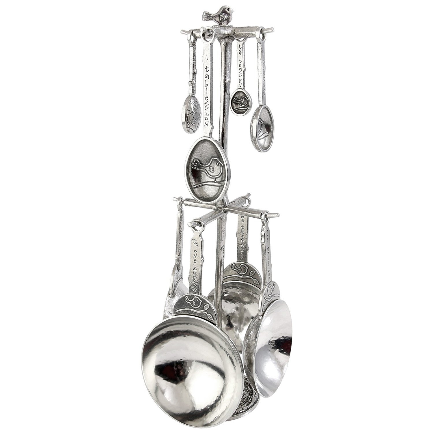 Premium Crosby & Taylor Bird Pewter Measuring Cups and Spoons Set - 18-Piece Kitchen Essentials for Baking & Cooking - Perfect Gift for Home Chefs & Baking Enthusiasts