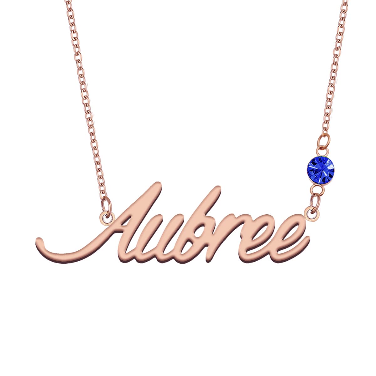 Personalized Birthstone Name Necklace - Rose Gold Custom Engraved Jewelry Gift for Mom, Women, Wife | Birthday, Mother's Day, Anniversary Present for Her