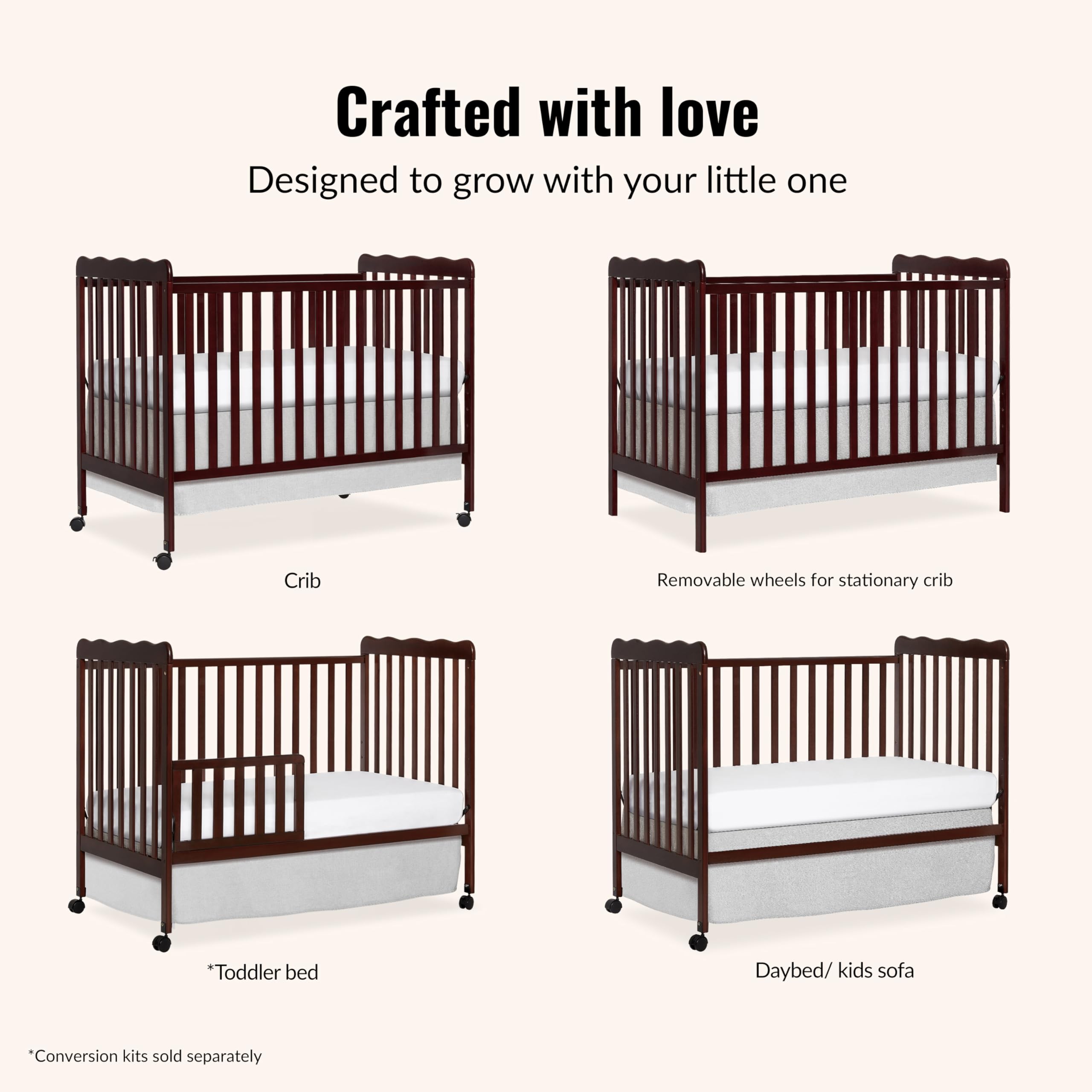 Dream On Me Carson Classic 3-in-1 Convertible Crib - Espresso Finish | Greenguard Gold & JPMA Certified | Converts to Daybed & Toddler Sofa | Safe Nursery Furniture for Baby & Kids Bedroom